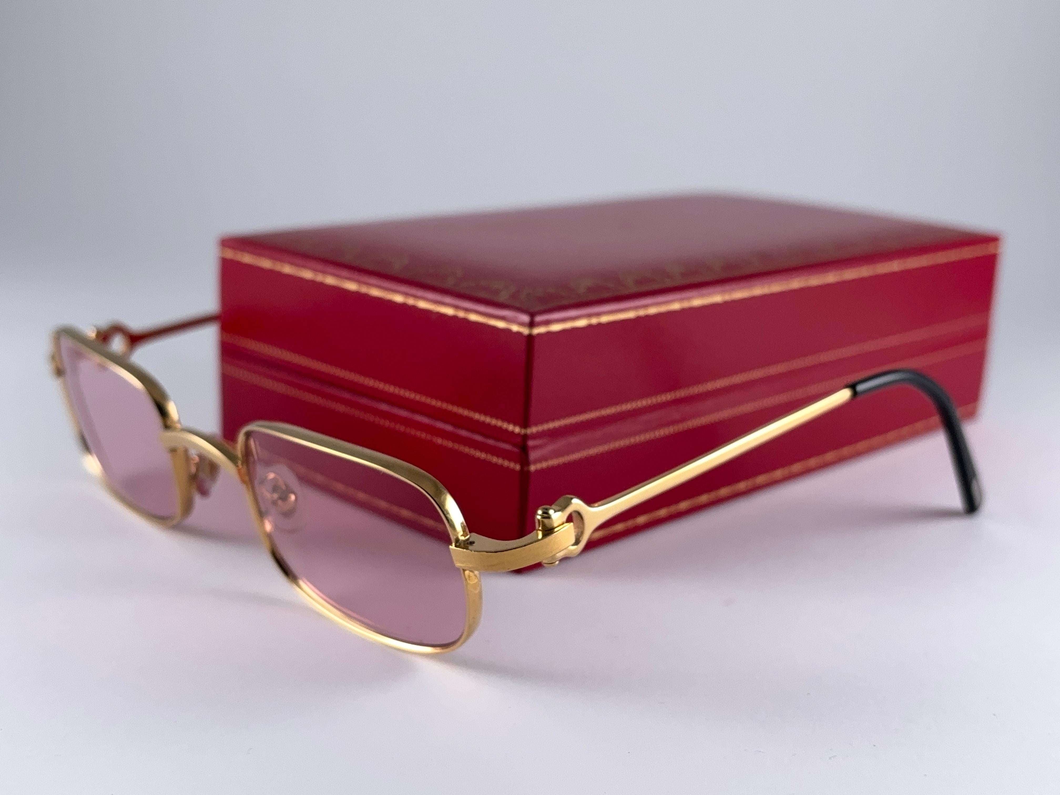 Neu Cartier Dreamer 50mm gebürstete, vergoldete Rose-Lenses-Sonnenbrille, Frankreich (Gold) im Angebot