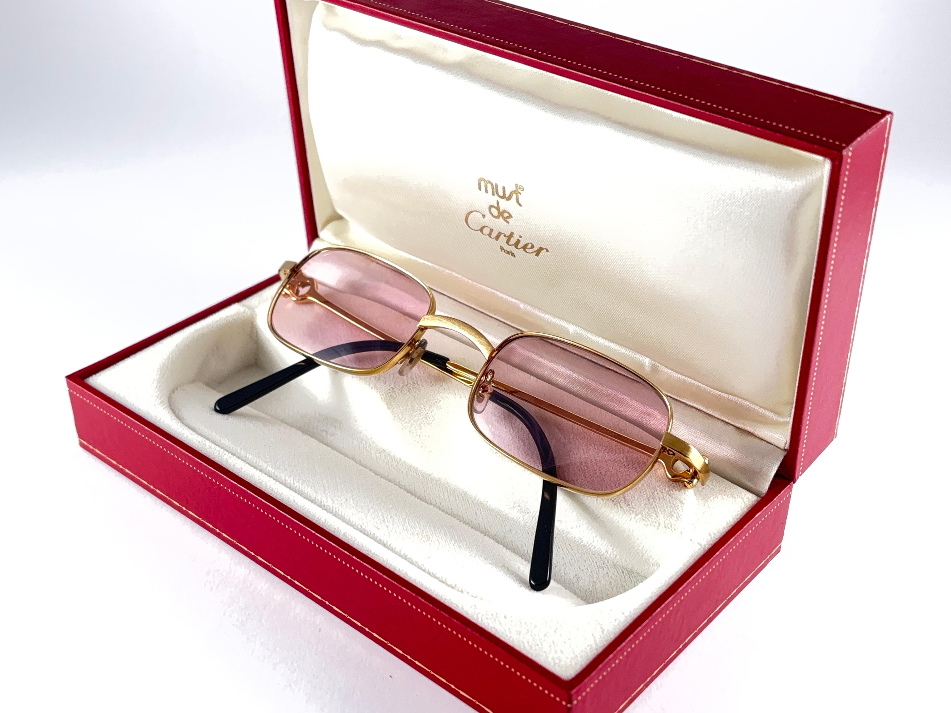Neu Cartier Dreamer 50mm gebürstete, vergoldete Rose-Lenses-Sonnenbrille, Frankreich im Zustand „Neu“ im Angebot in Baleares, Baleares