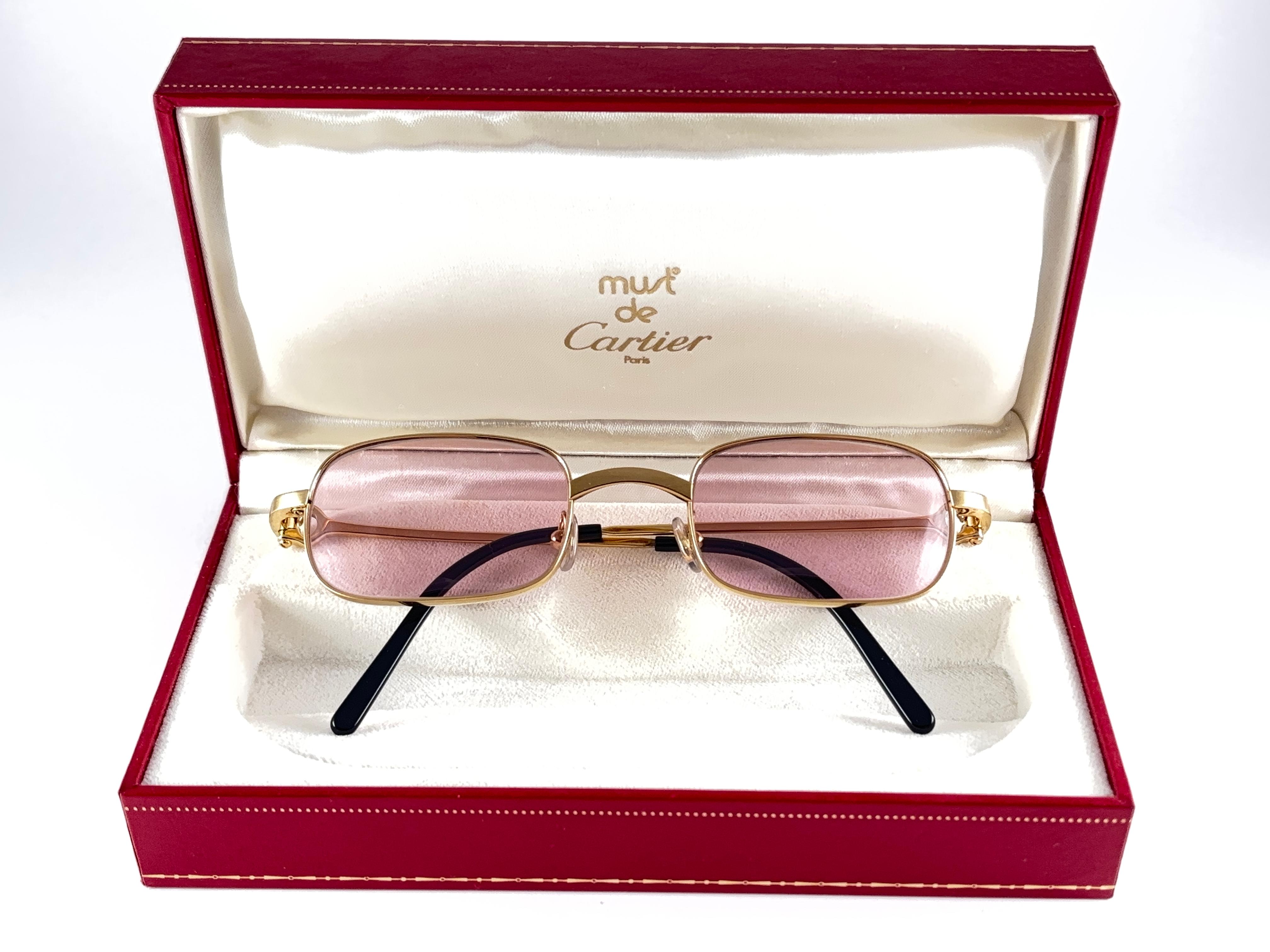 Neu Cartier Dreamer 50mm gebürstete, vergoldete Rose-Lenses-Sonnenbrille, Frankreich für Damen oder Herren im Angebot