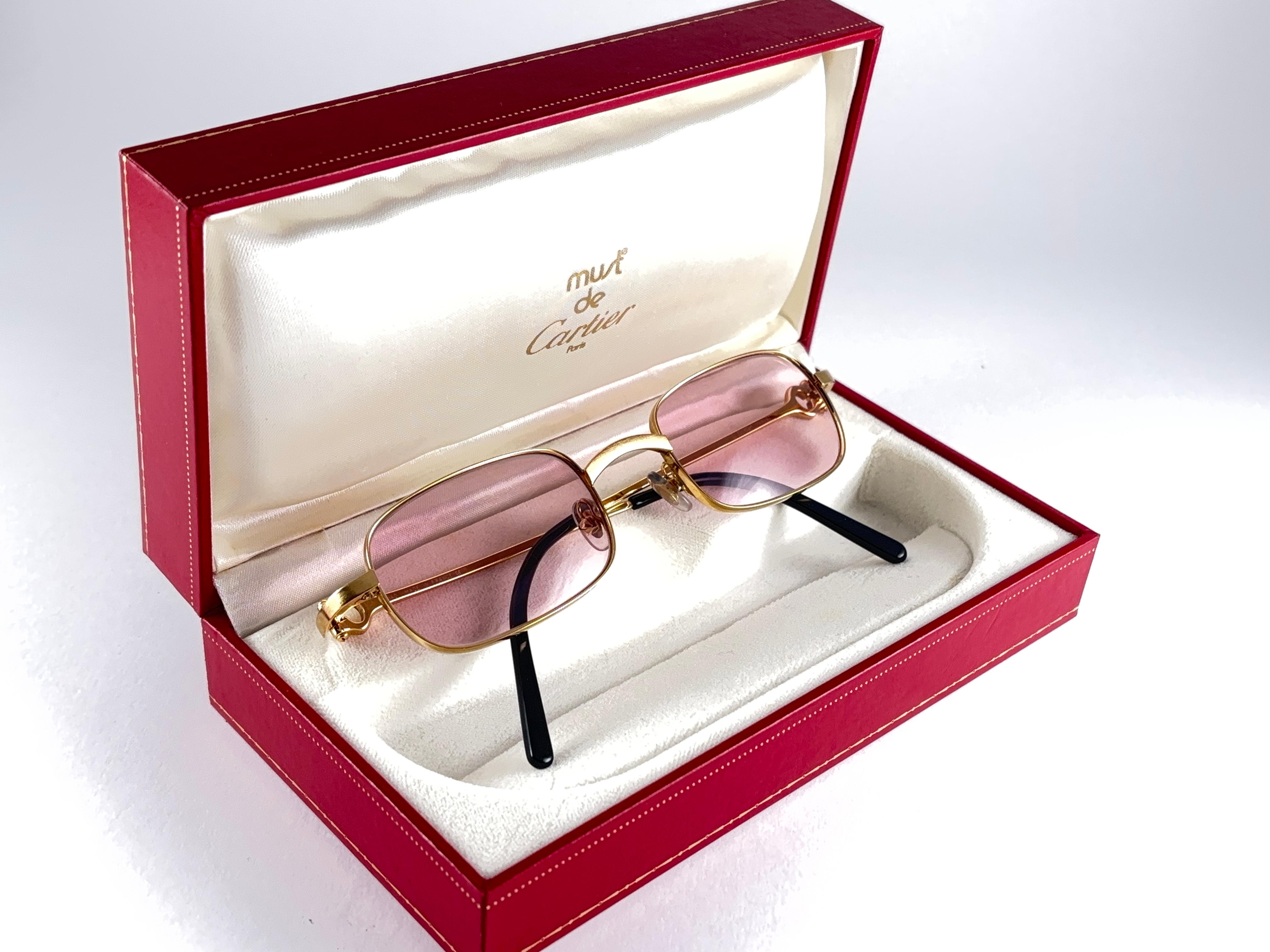 Neu Cartier Dreamer 50mm gebürstete, vergoldete Rose-Lenses-Sonnenbrille, Frankreich im Angebot 1