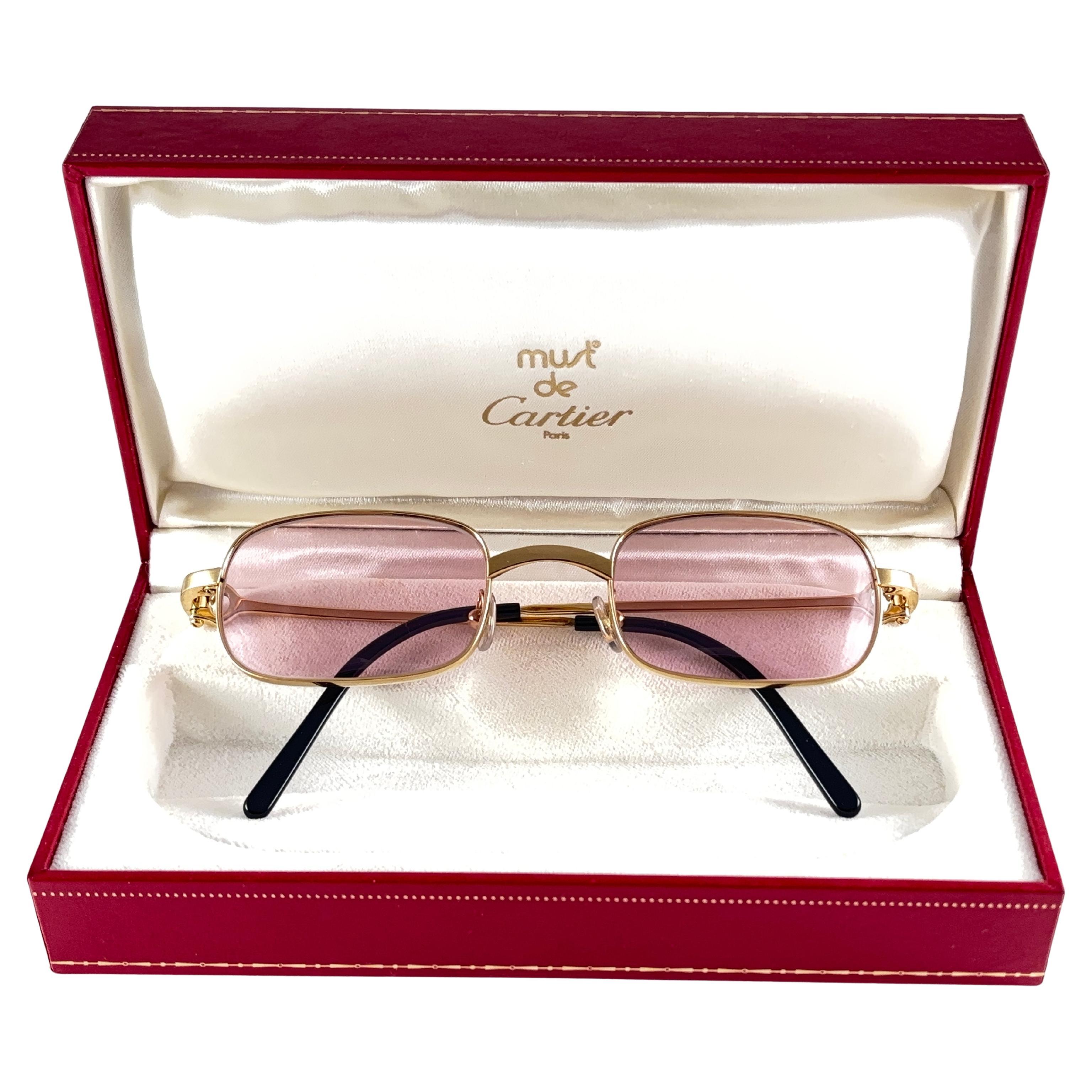 Neu Cartier Dreamer 50mm gebürstete, vergoldete Rose-Lenses-Sonnenbrille, Frankreich im Angebot