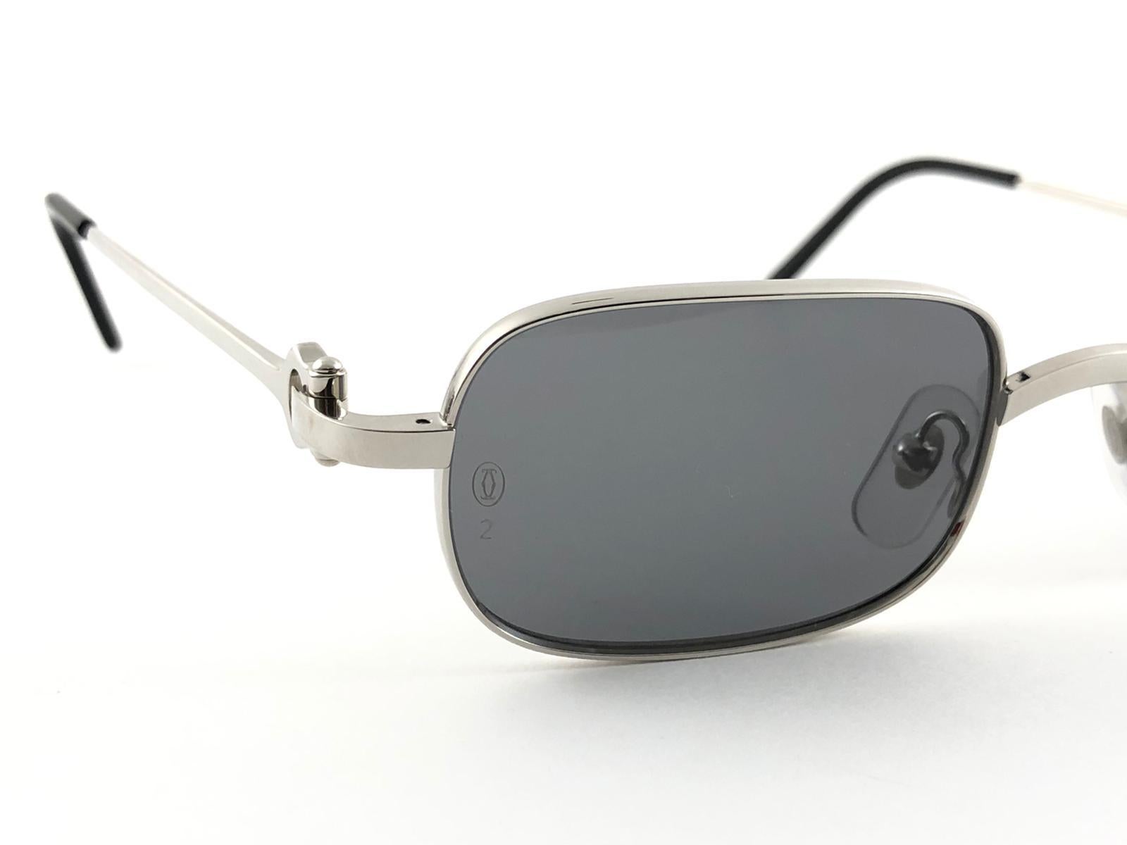 Neu Cartier Dreamer 50mm gebürstete Platin-Sonnenbrille mit grauen Linsen und grauen Linsen, Frankreich 7