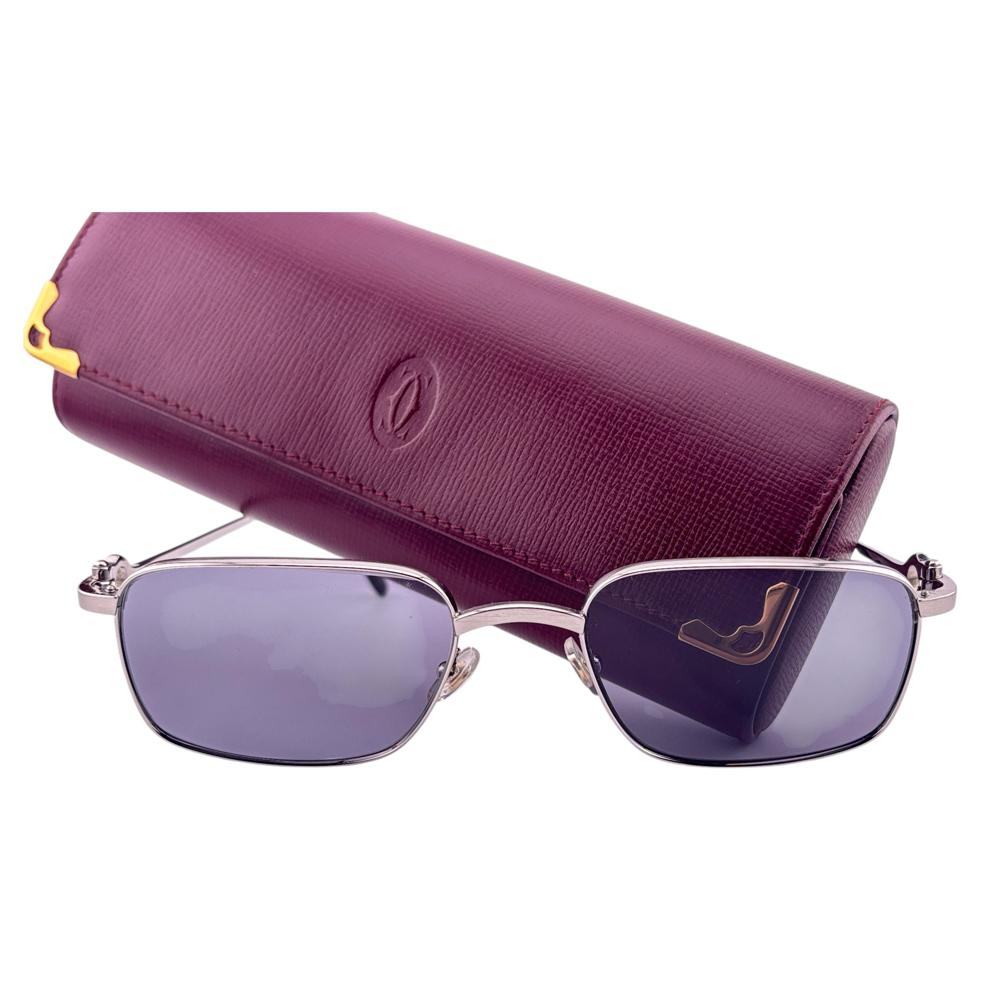 New Cartier Dreamer 54mm spazzolato platino placcato grigio lenti occhiali da sole Francia
