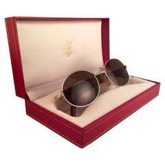 Nuevas gafas de sol Cartier Giverny, totalmente de platino y madera, modelo 51/20, con cristales marrones, fabricadas en Francia