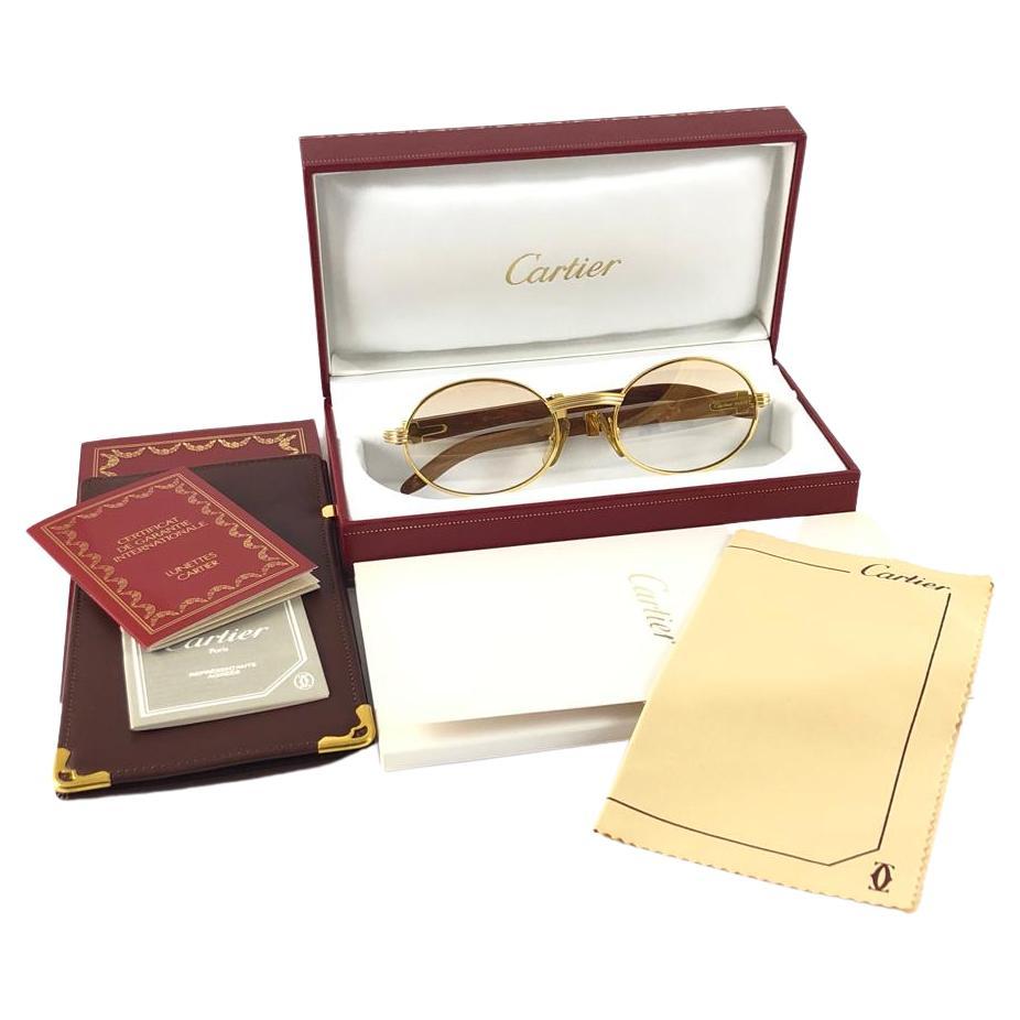 Glasses Cartier Giverny Oval Wood Eyeglasses 1990