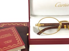 New Cartier Giverny Gold and Wood Large 51/20 Original Demo Lens Sunglasses