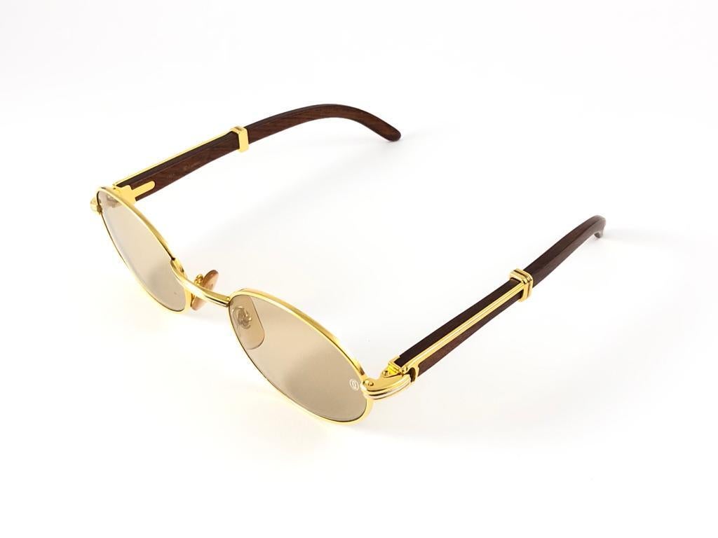 New Cartier Giverny Gold and Wood Large 53/22 Full Set Original Lens Sunglasses 11