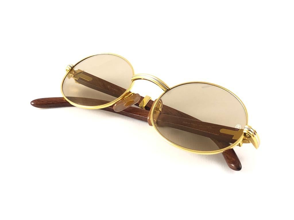 New Cartier Giverny Gold and Wood Large 53/22 Full Set Original Lens Sunglasses 13