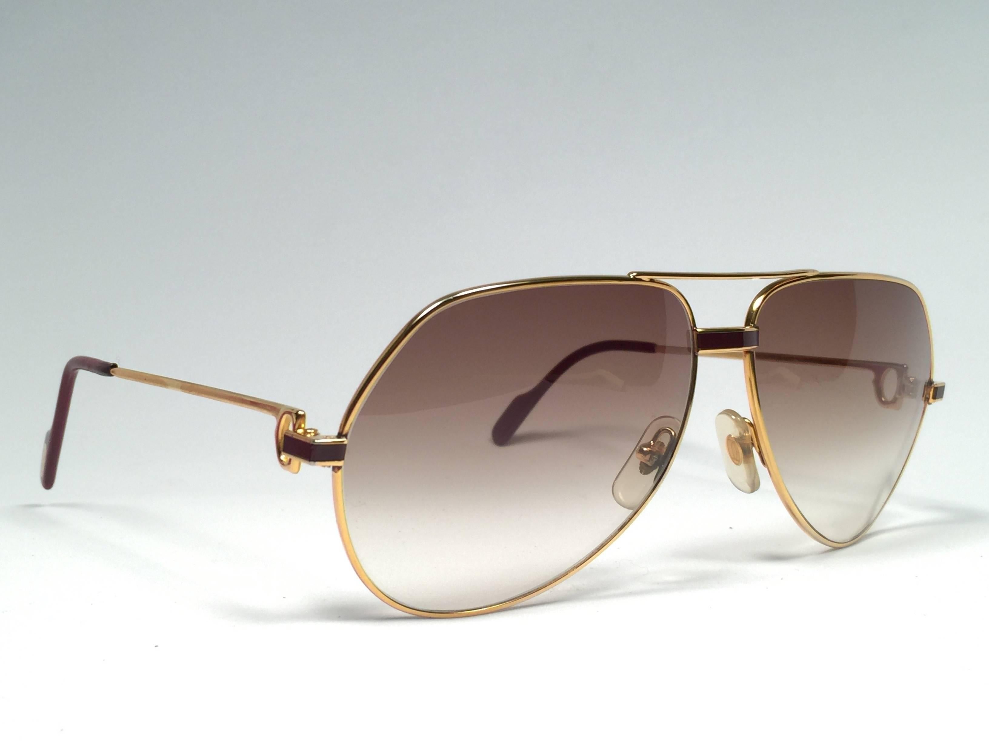 New Cartier Laque de Chine Aviator Gold 59Mm Heavy Plated Sunglasses France In New Condition In Baleares, Baleares