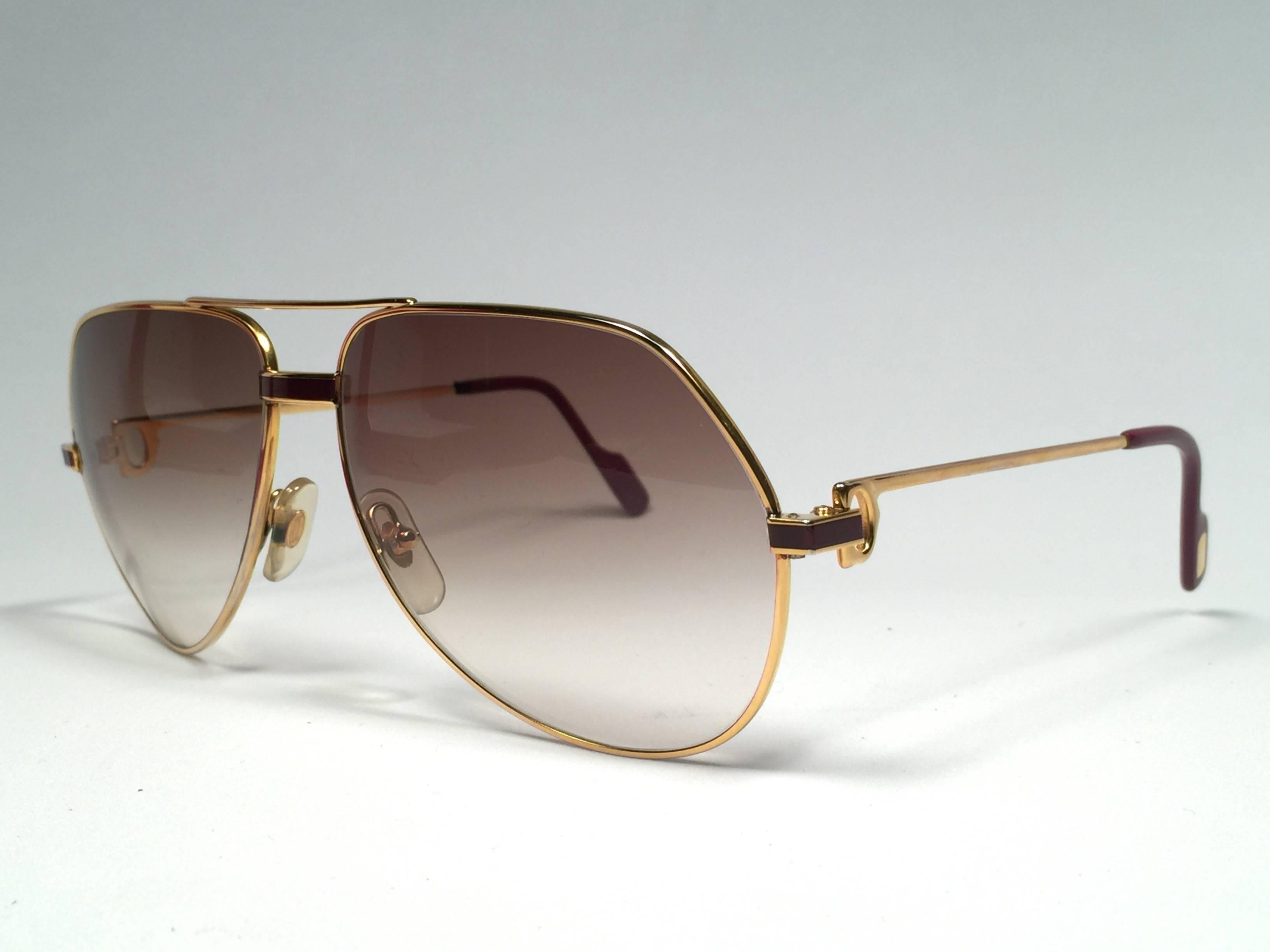 Women's or Men's New Cartier Laque de Chine Aviator Gold 59Mm Heavy Plated Sunglasses France