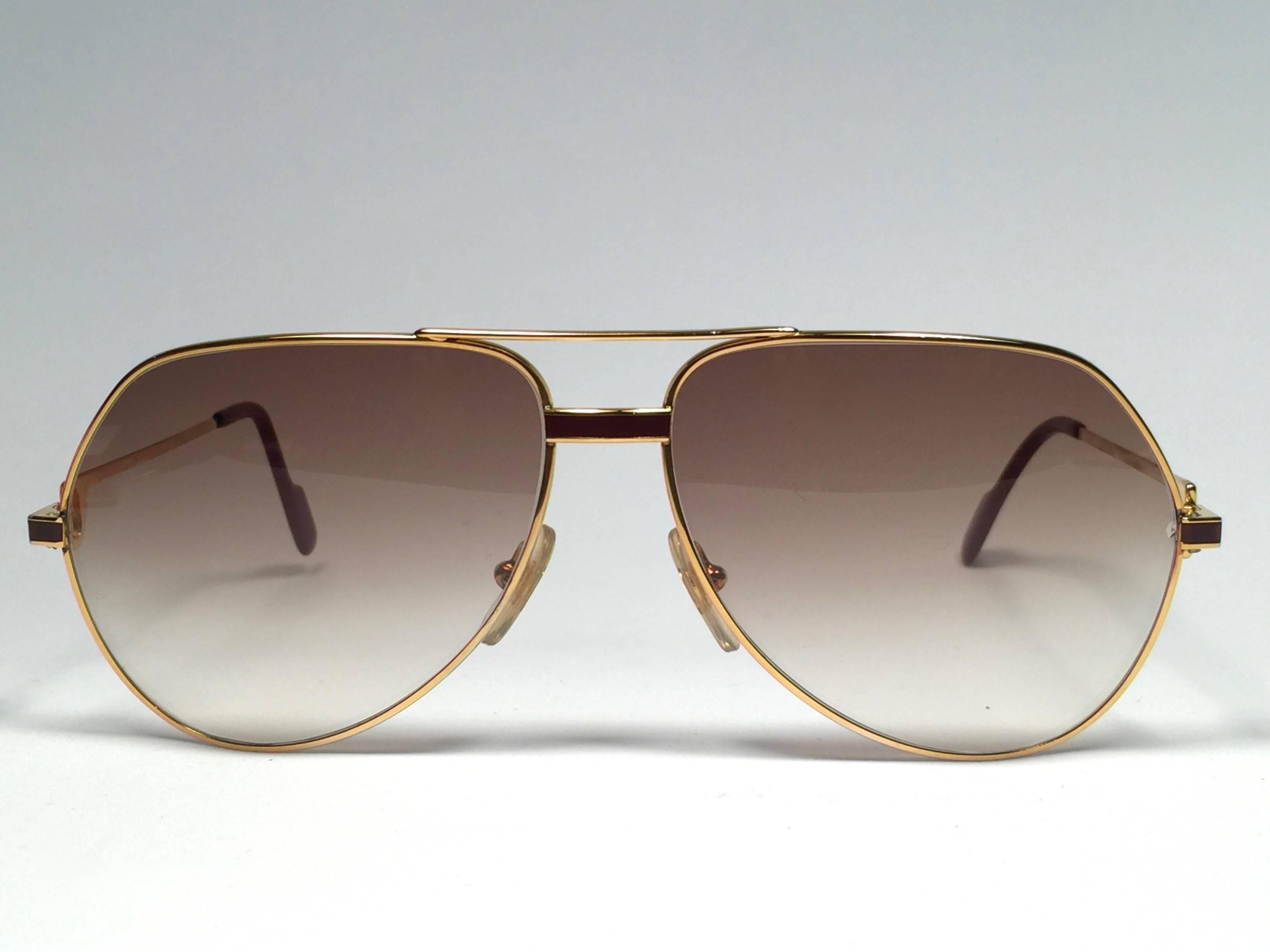 New Cartier Laque de Chine Aviator Gold 59Mm Heavy Plated Sunglasses France 1
