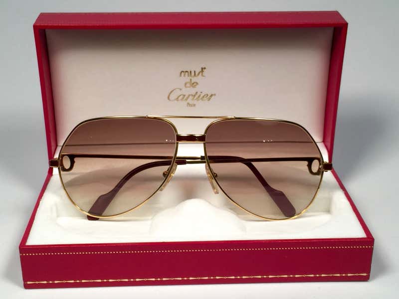 Cartier Laque de Chine Aviator Gold 59Mm Heavy Plated Sunglasses France ...