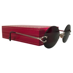 New Cartier Madison Special Edition Round Rimless Platine 50mm Sunglasses