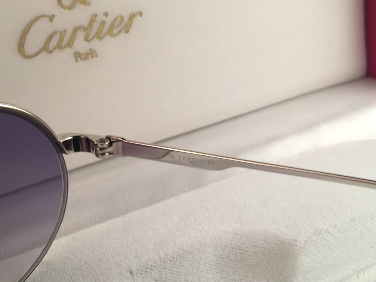 Women's or Men's New Cartier Oval Platine Manhattan 51mm Frame 18k Plated Sunglasses France