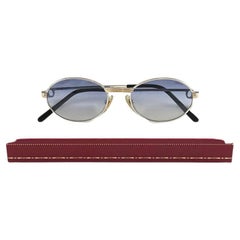 New Cartier Oval Platine St Honore 49mm Frame 18k Plated Sunglasses France