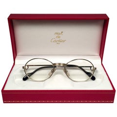New Cartier Oval Platine St Honore 49mm Frame 18k Plated Sunglasses France