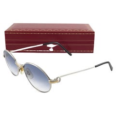 New Cartier Oval Platine St Honore 49mm Frame 18k Plated Sunglasses France