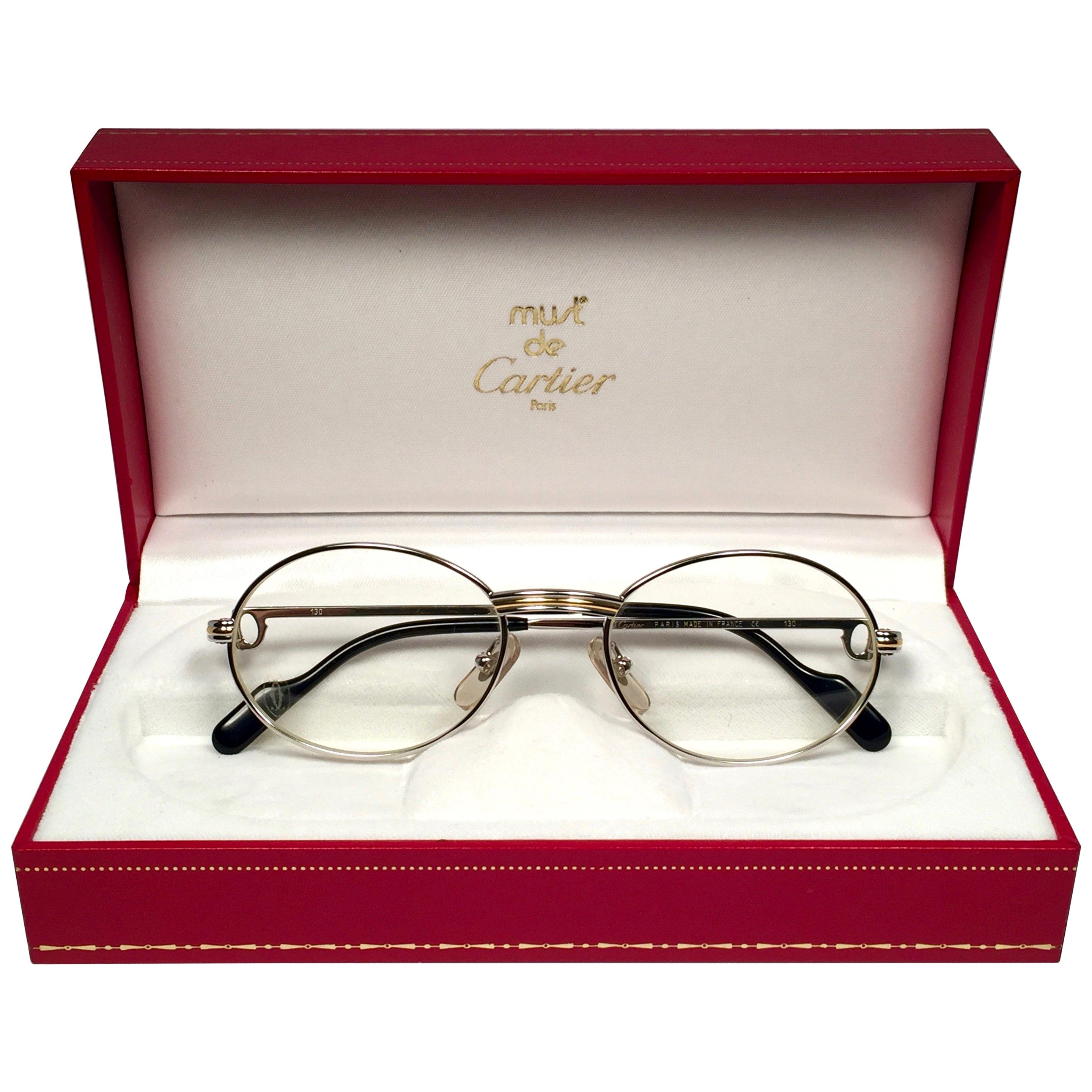 Nouveau Cartier Oval Platine St Honore 53mm Frame 18k Plated Sunglasses  France sur 1stDibs | lunette cartier saint honore
