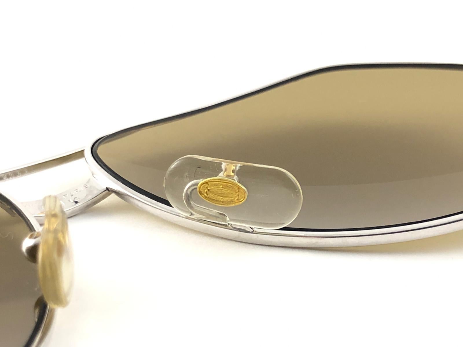 New Cartier Platinum 62mm Santos Gold Mirror Sunglasses France 18k 1983 4