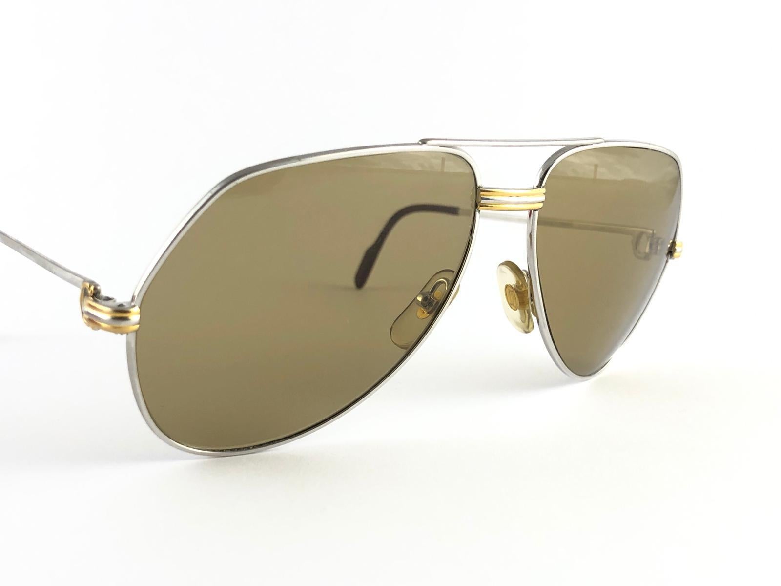 New Cartier Platinum 62mm Vendome Gold Mirror Sunglasses France 18k 1983 8