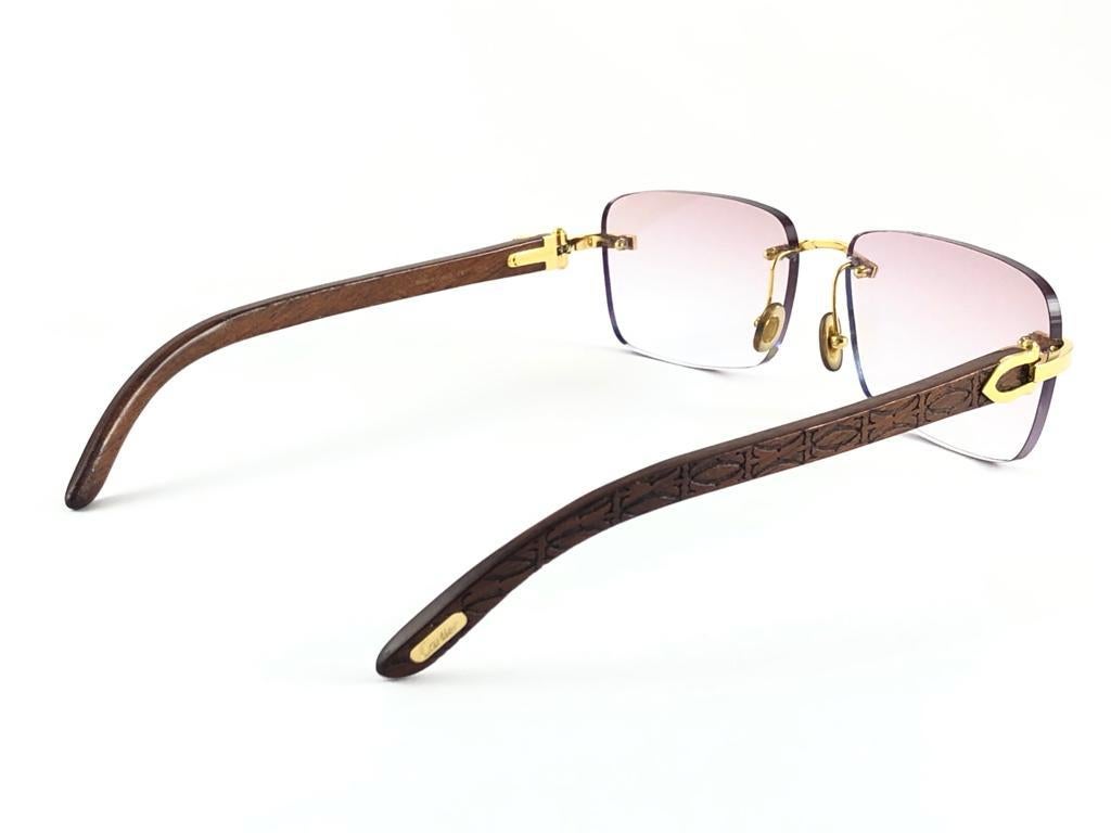 cartier rimless glasses wood