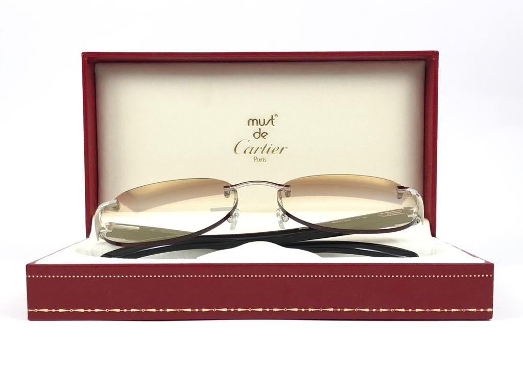New Cartier Rimless C Decor Genuine Horn Full Set Made in France Sunglasses 7