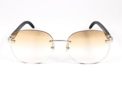 New Cartier Rimless C Decor Genuine Horn Full Set Made in France Sunglasses