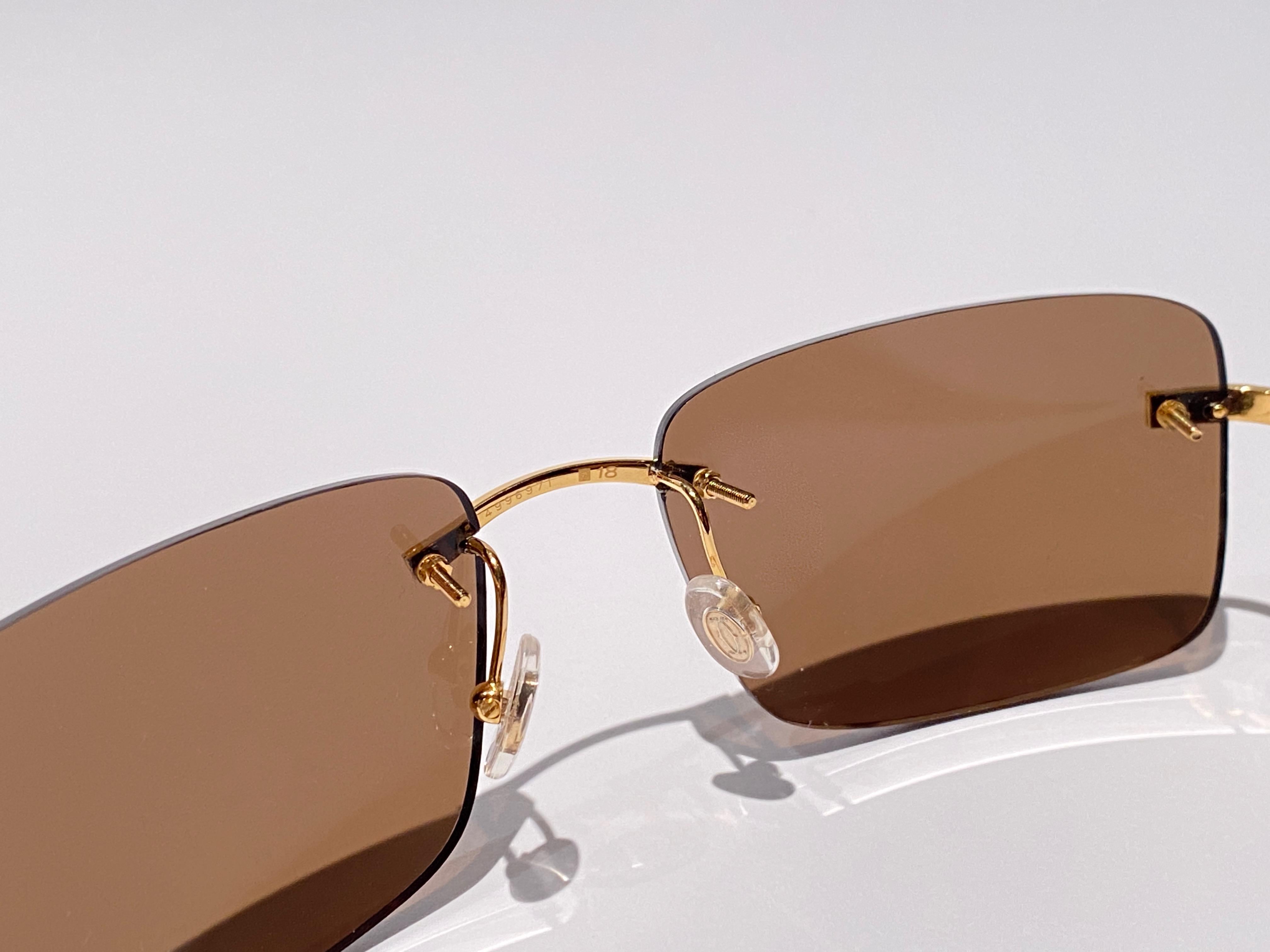 New Cartier Rimless C Decor Monogram Precious Wood Full Set France Sunglasses 2
