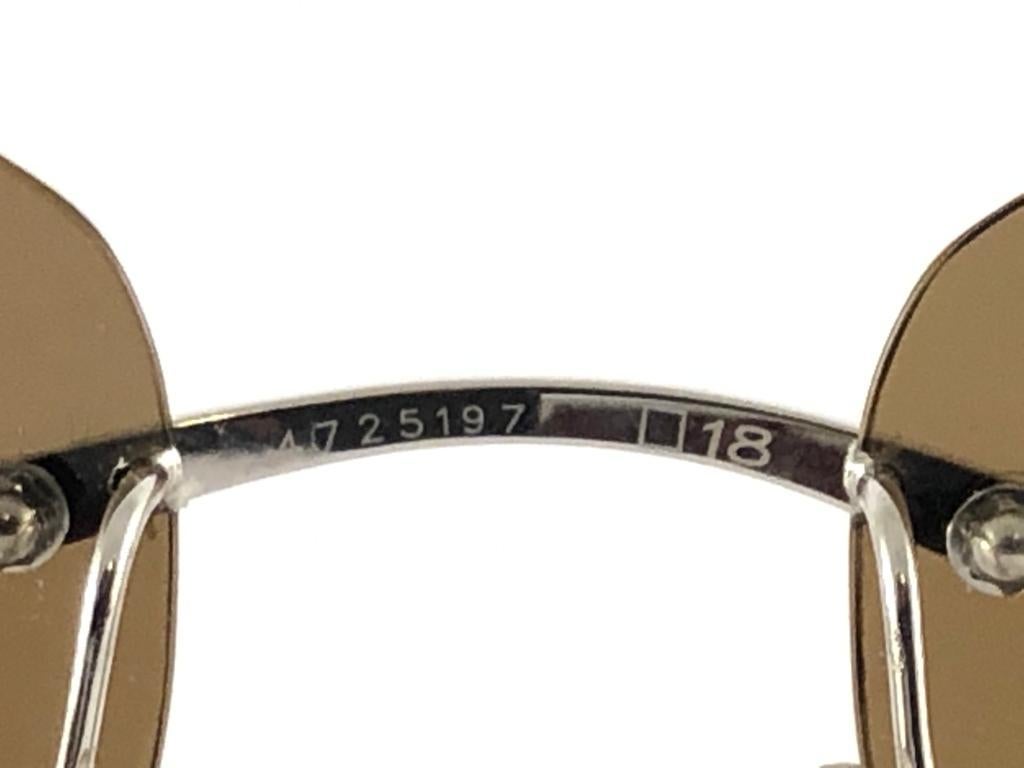 New Cartier Rimless C Decor Monogram Precious Wood Full Set France Sunglasses For Sale 6