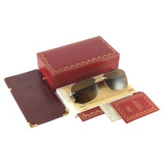 Retro New Cartier Rimless C Decor Monogram Precious Wood Full Set France Sunglasses