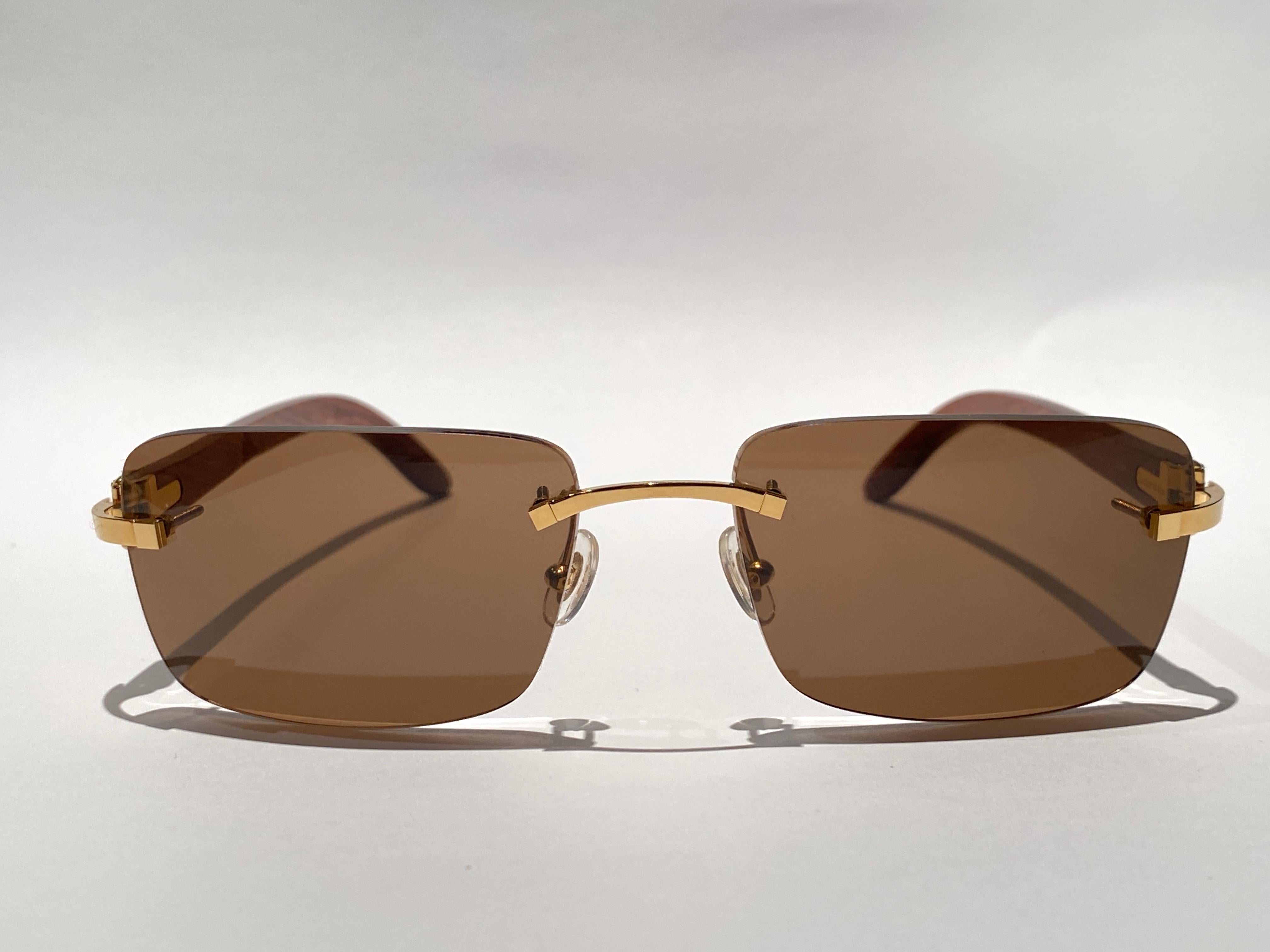 cartier rimless glasses wood