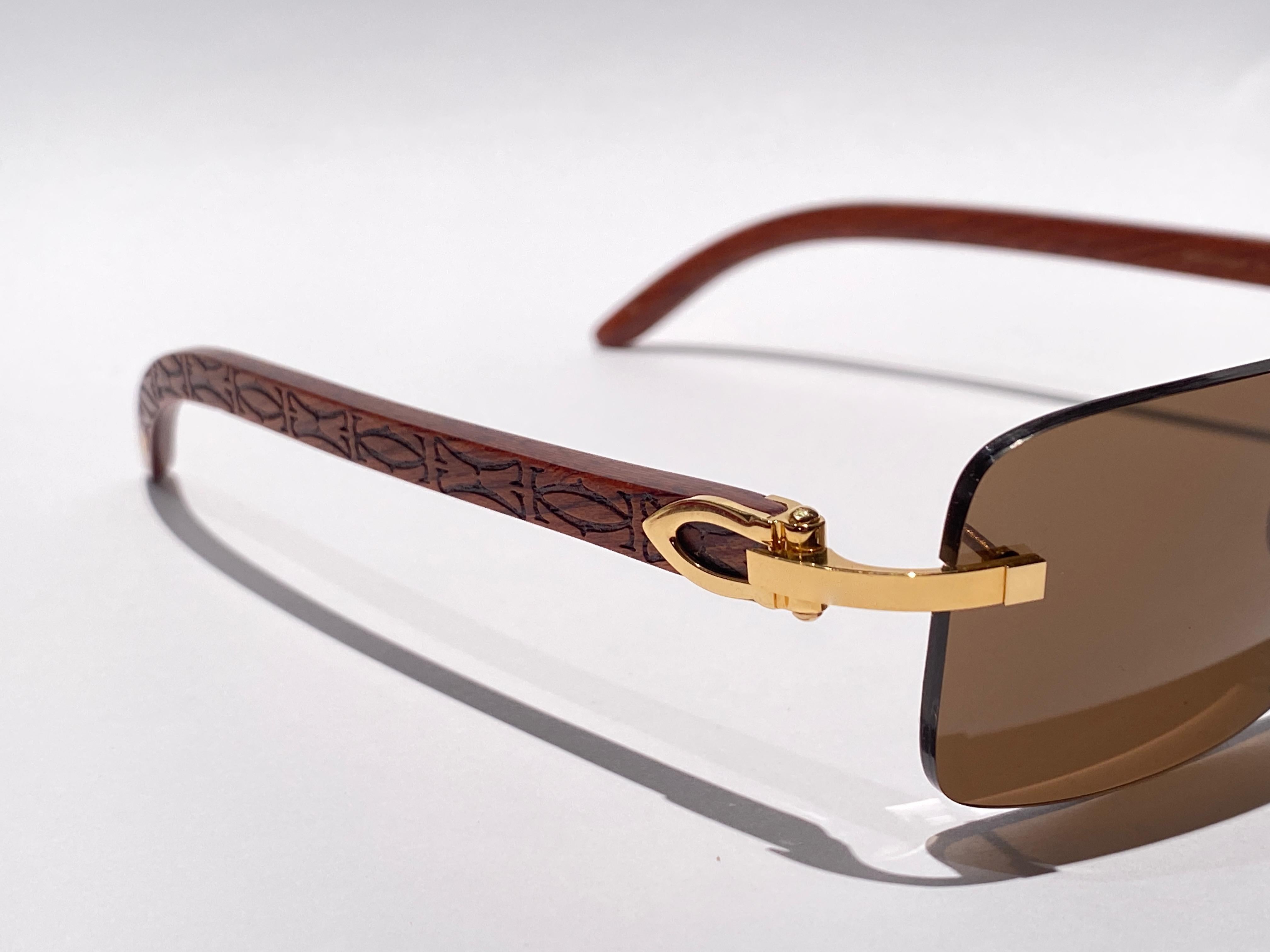 Brown New Cartier Rimless 