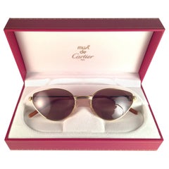 Retro New Cartier Rivoli Vendome 52mm Cat Eye Sunglasses 18k Heavy Plated France