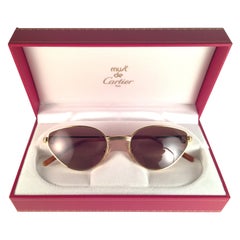 Retro New Cartier Rivoli Vendome 54mm Cat Eye Sunglasses 18k Heavy Plated France