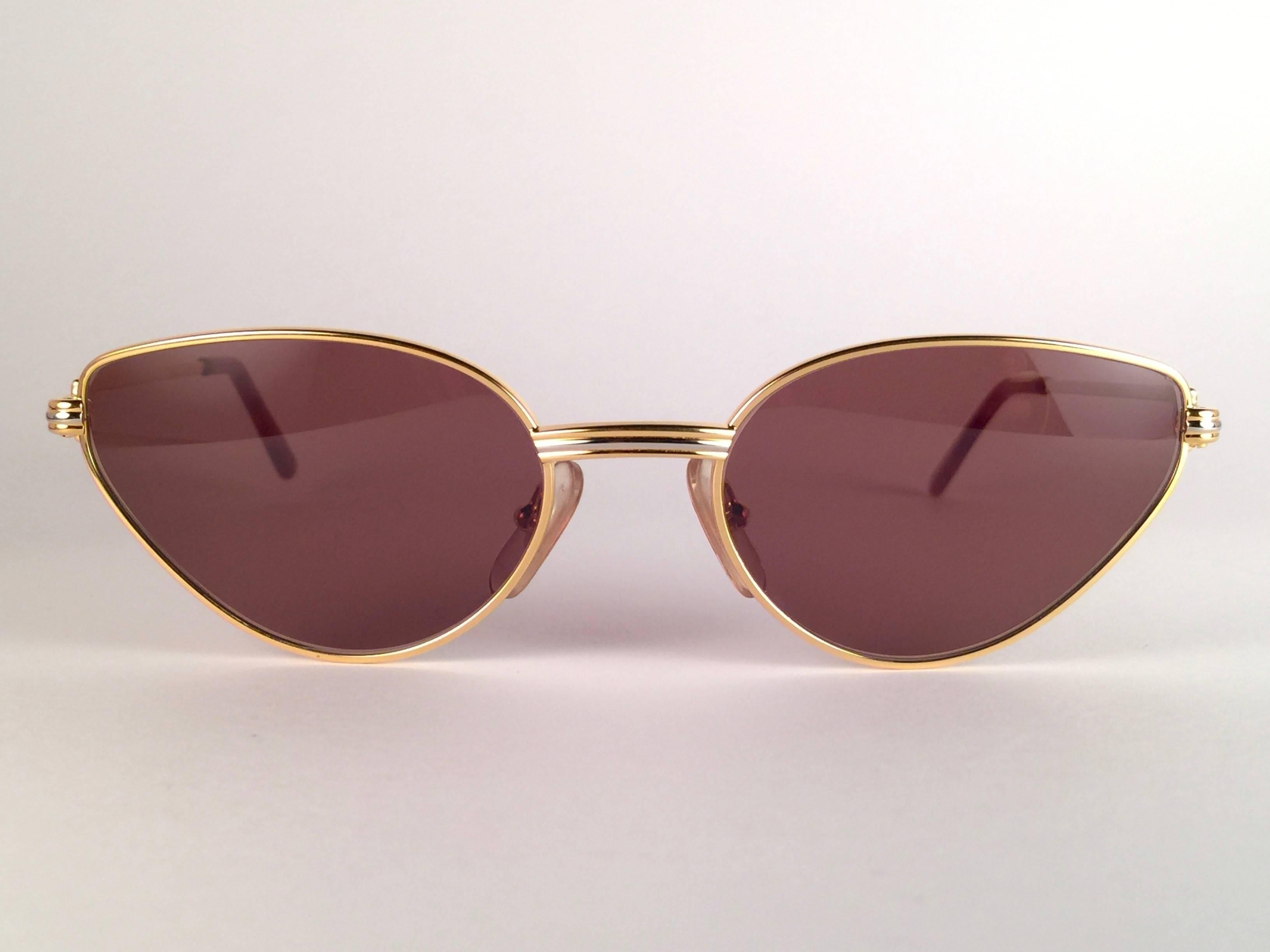 New Cartier Rivoli Vendome 56mm Cat Eye Sunglasses 18k Heavy Plated France Neuf - En vente à Baleares, Baleares