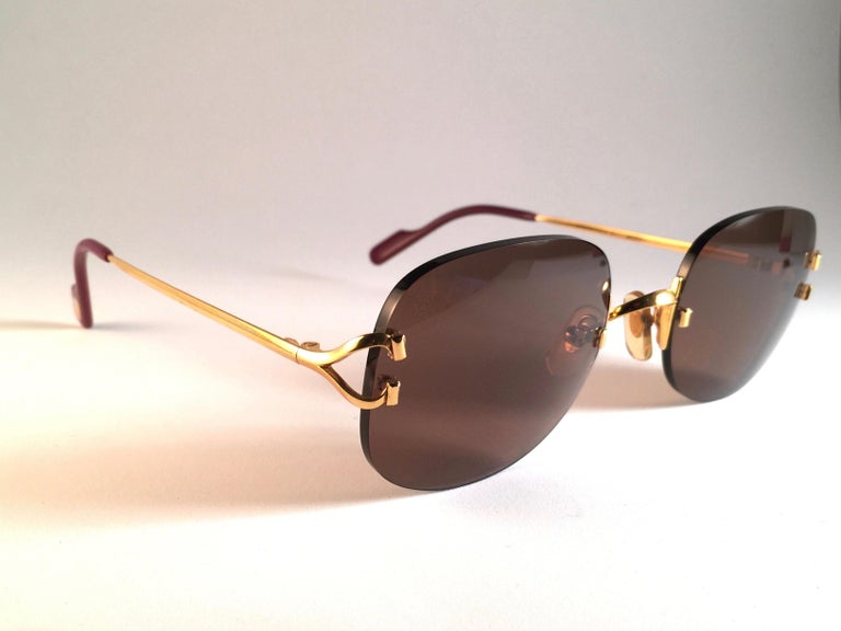 cartier glasses rimless gold 55mm vintage frame