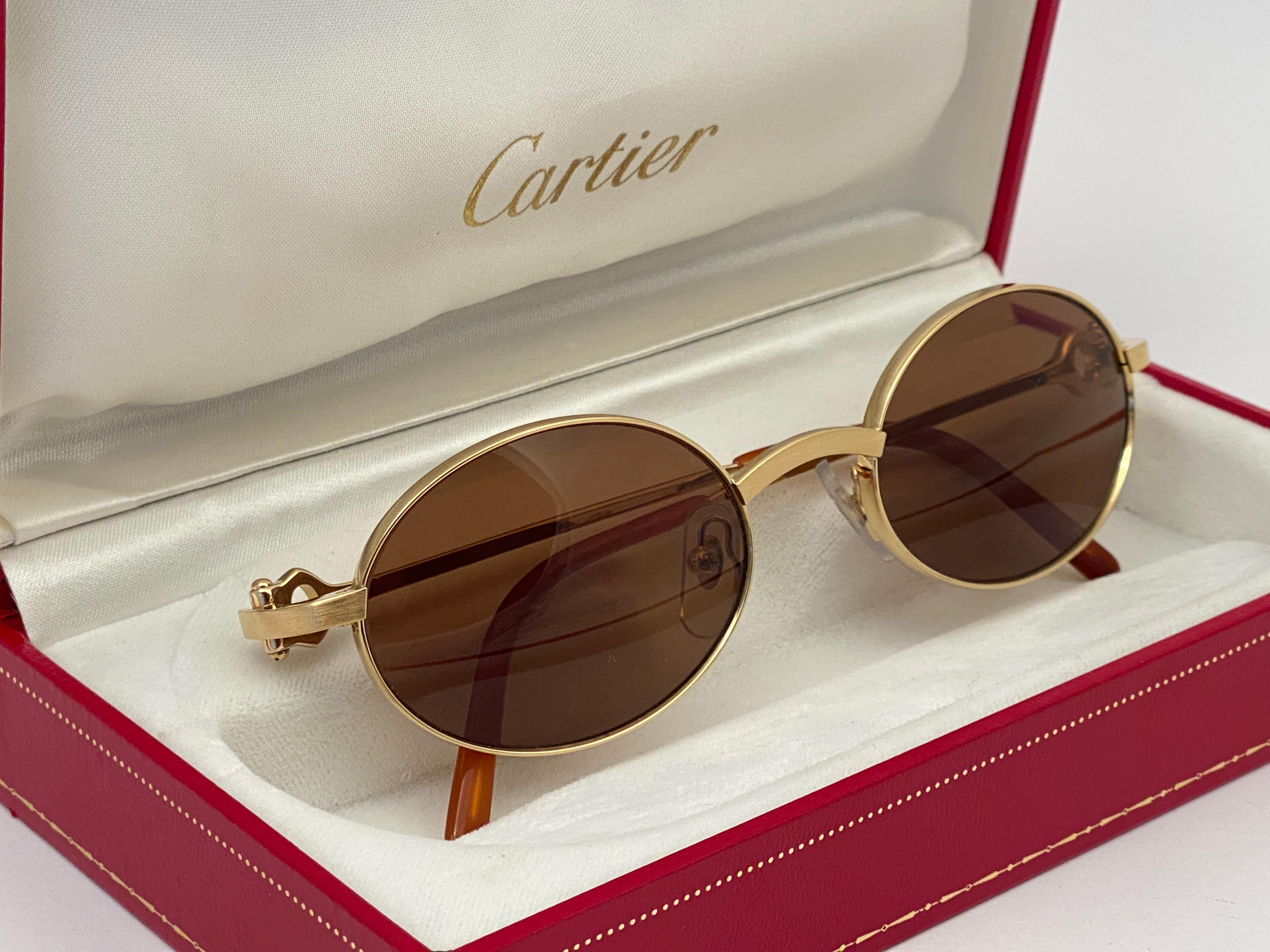 Cartier, lunettes de soleil Spider de 48 mm en plaqué or brossé, France 1