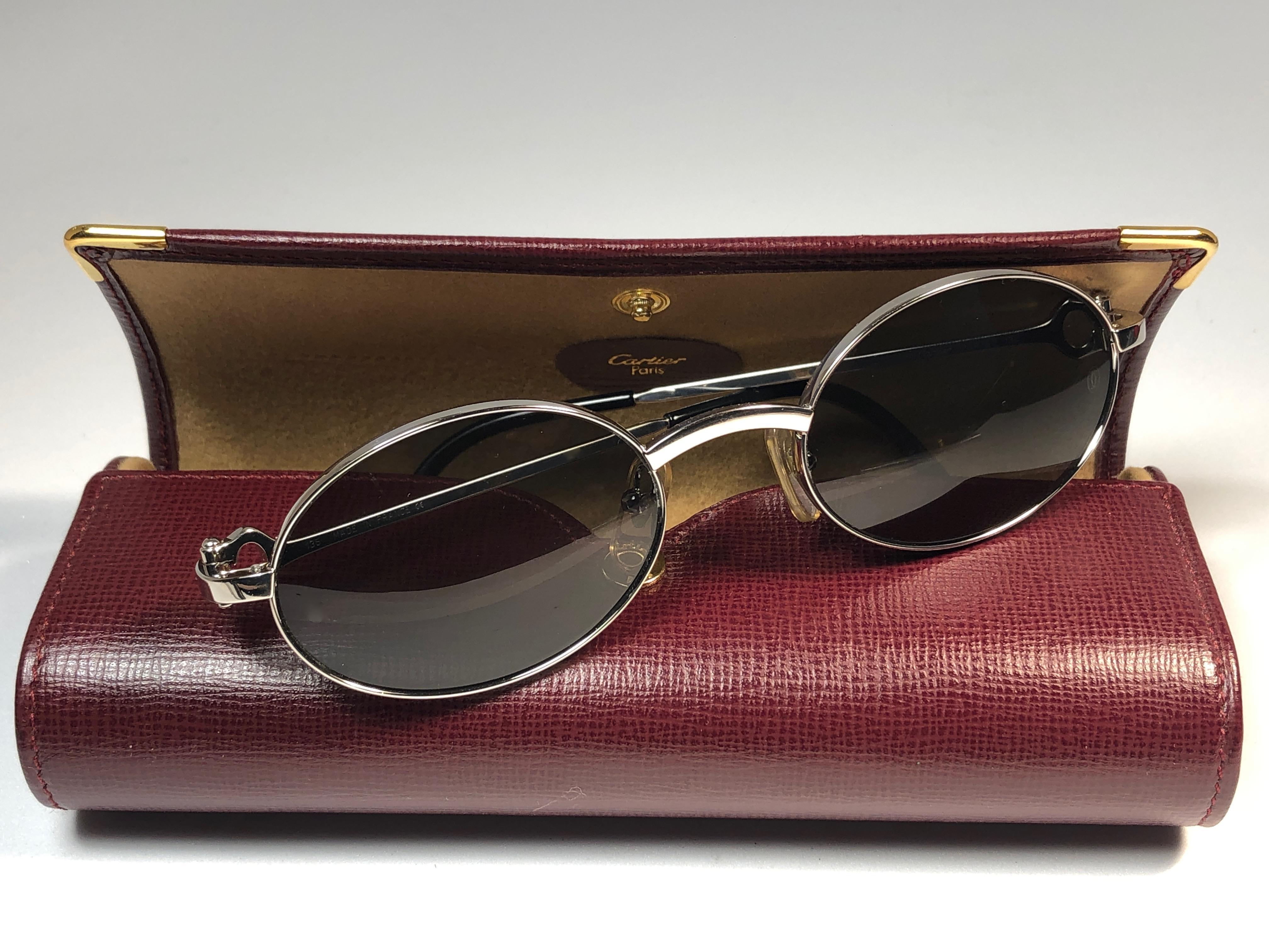 Nero New Cartier Spider 48mm Platine Plated Grey Lenses Occhiali da sole Francia in vendita