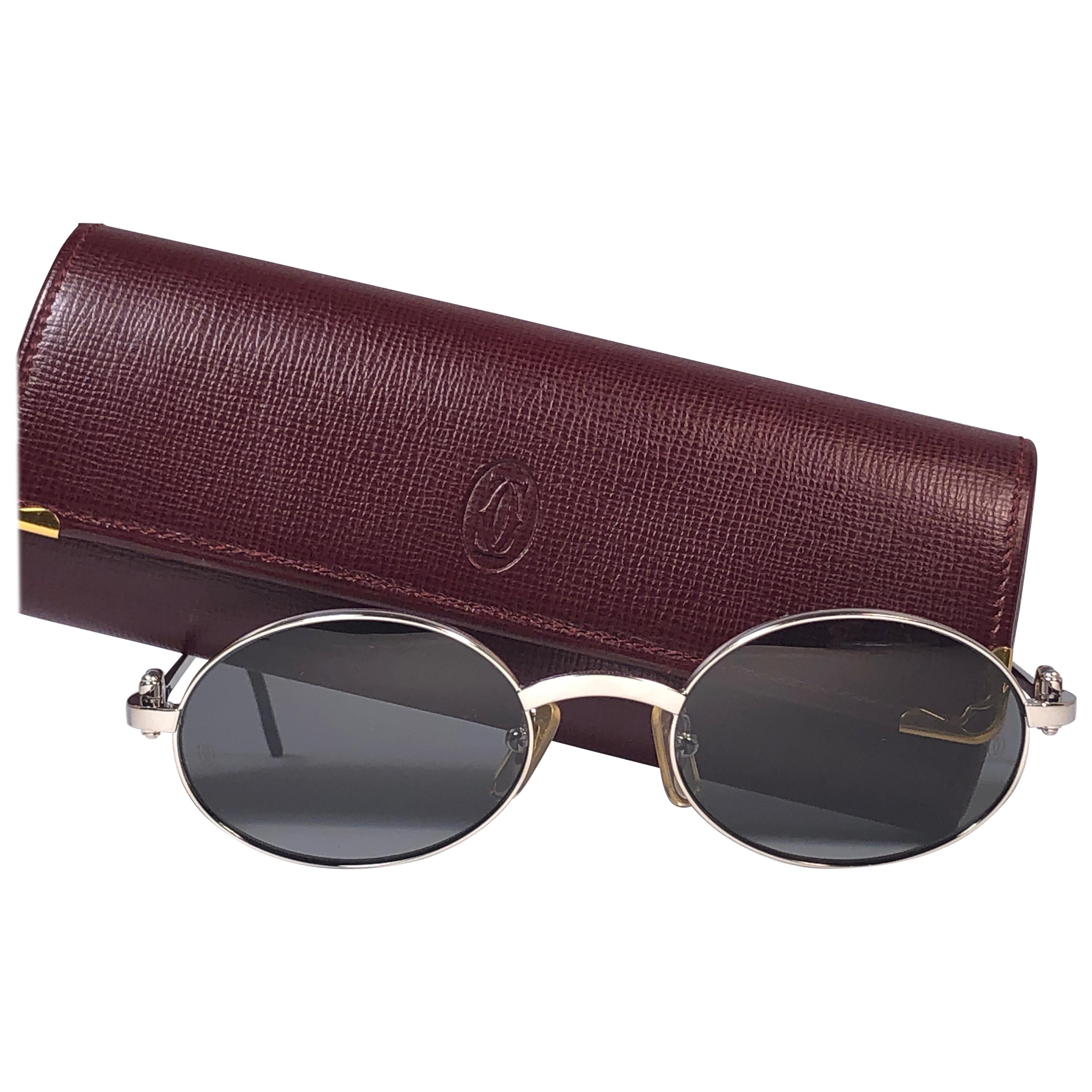 New Cartier Spider 48mm Platine Plated Grey Lenses Occhiali da sole Francia in vendita