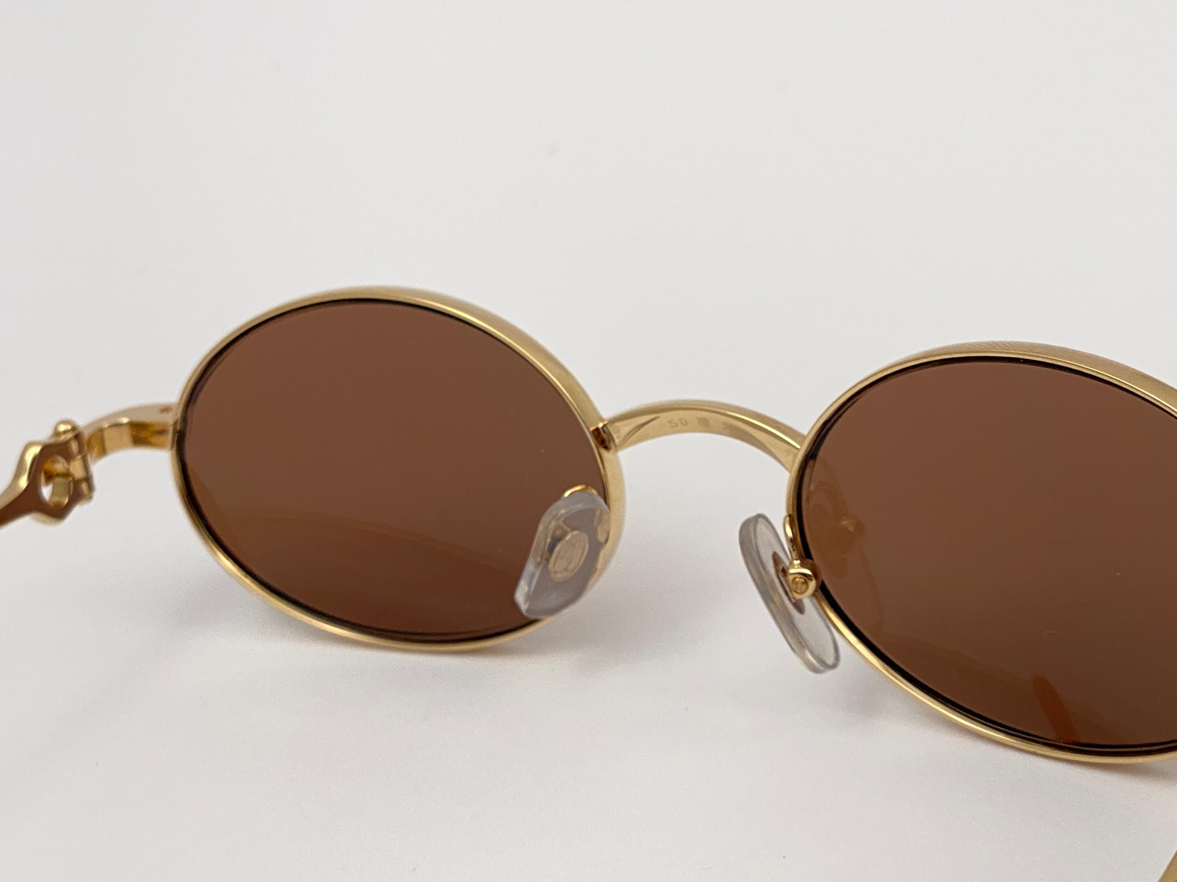 Nouveau Cartier Spider 50mm plaqué or brossé verres bruns Lunettes de soleil France Neuf à Baleares, Baleares