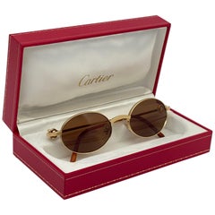 Neu Cartier Spider 50mm gebürstet Gold plattiert braun Gläser Sonnenbrille Frankreich