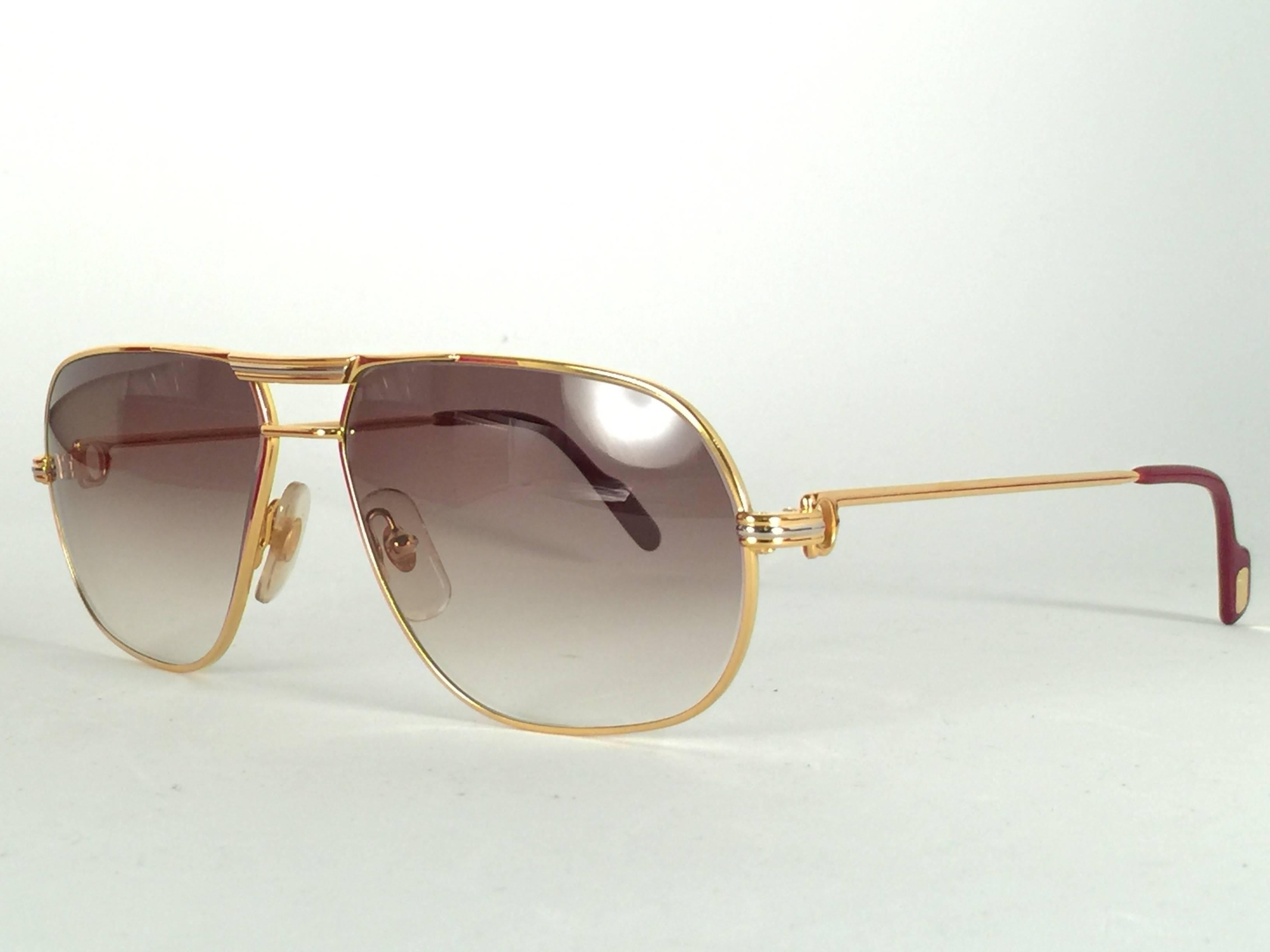 New Cartier Tank 59mm Medium Gradient Vendome Sunglasses France 18k Sunglasses 1