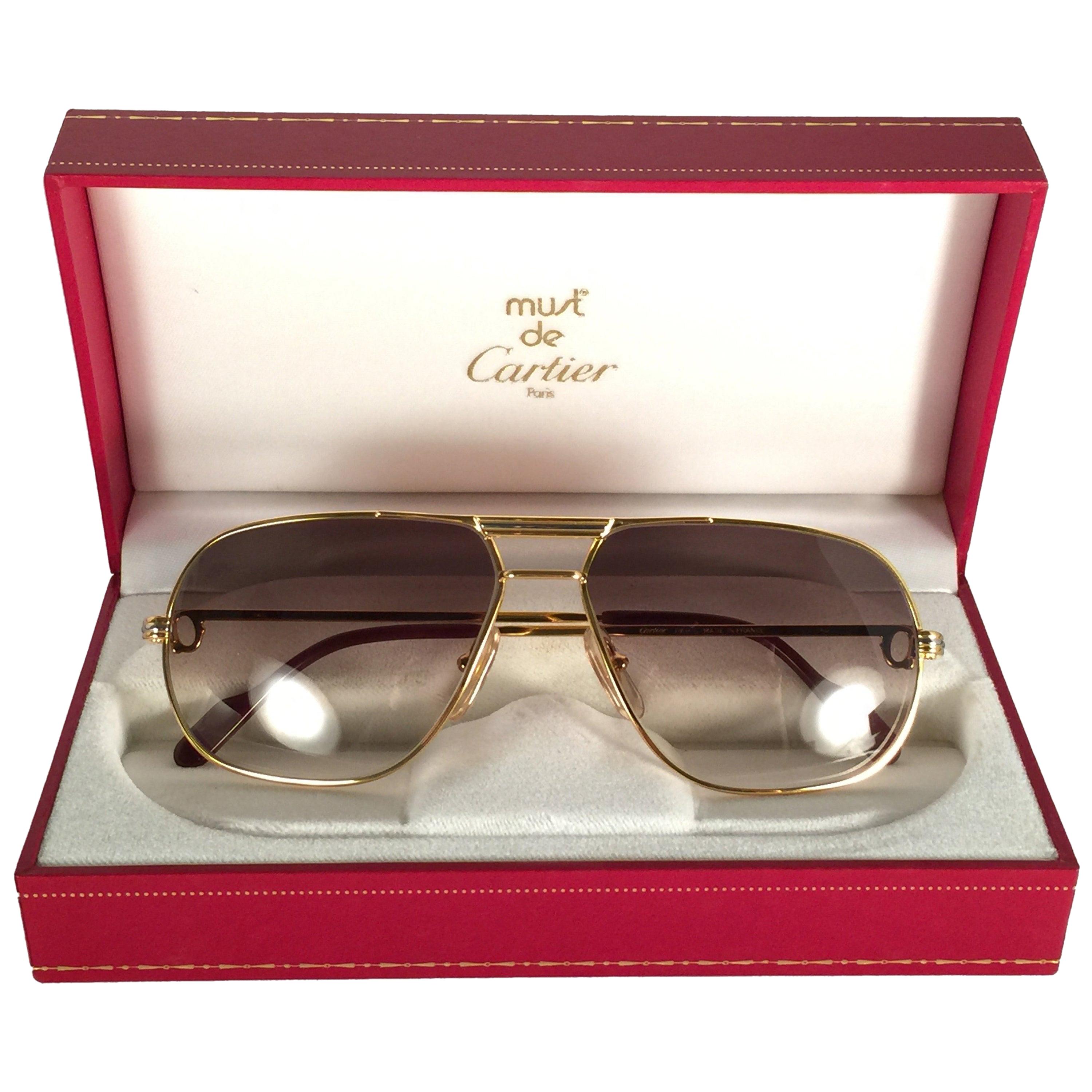 New Cartier Tank 59mm Medium Gradient Vendome Sunglasses France 18k Sunglasses