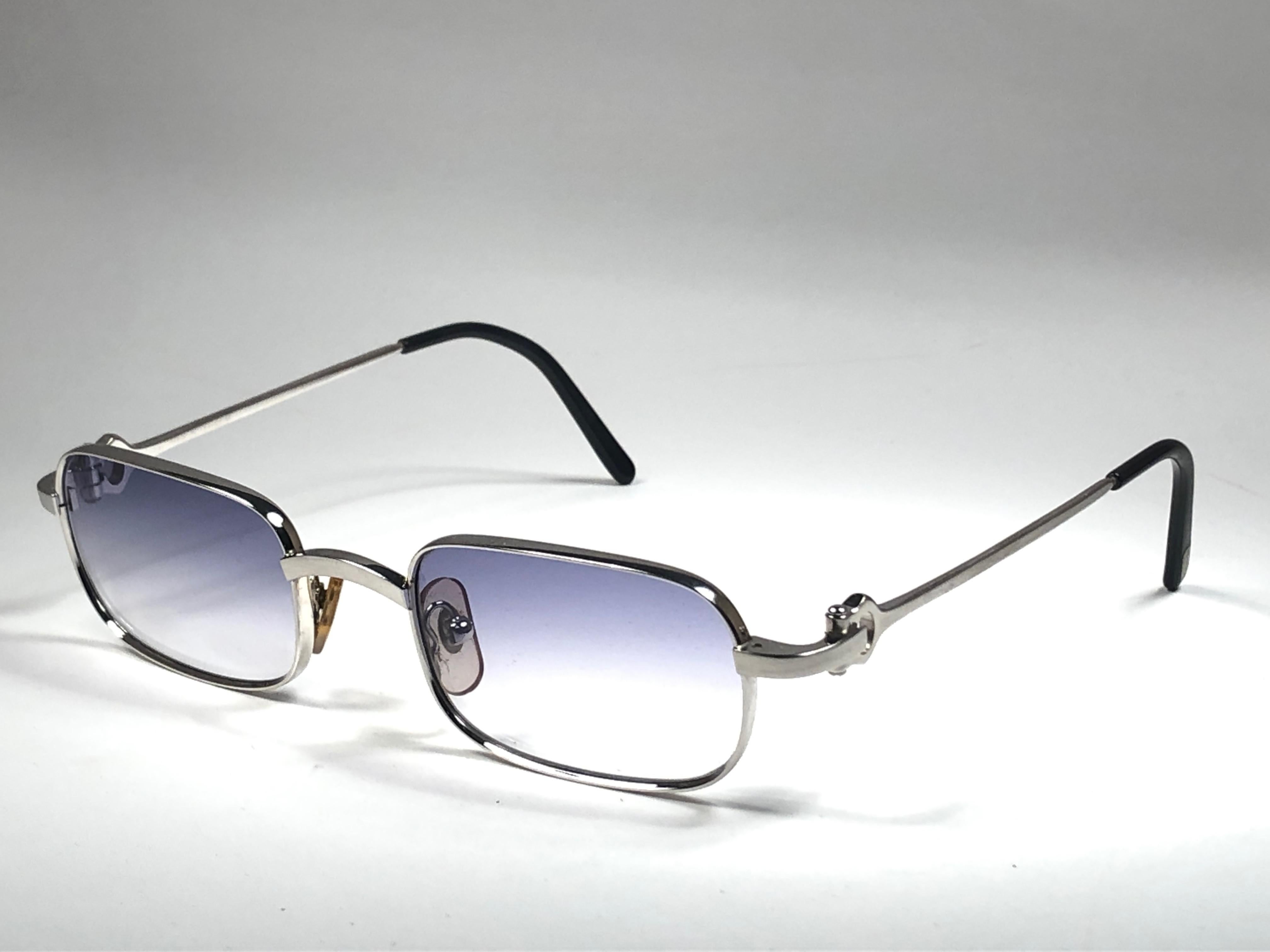New Cartier Temper 48mm Brushed Platine Plated Sunglasses France 1