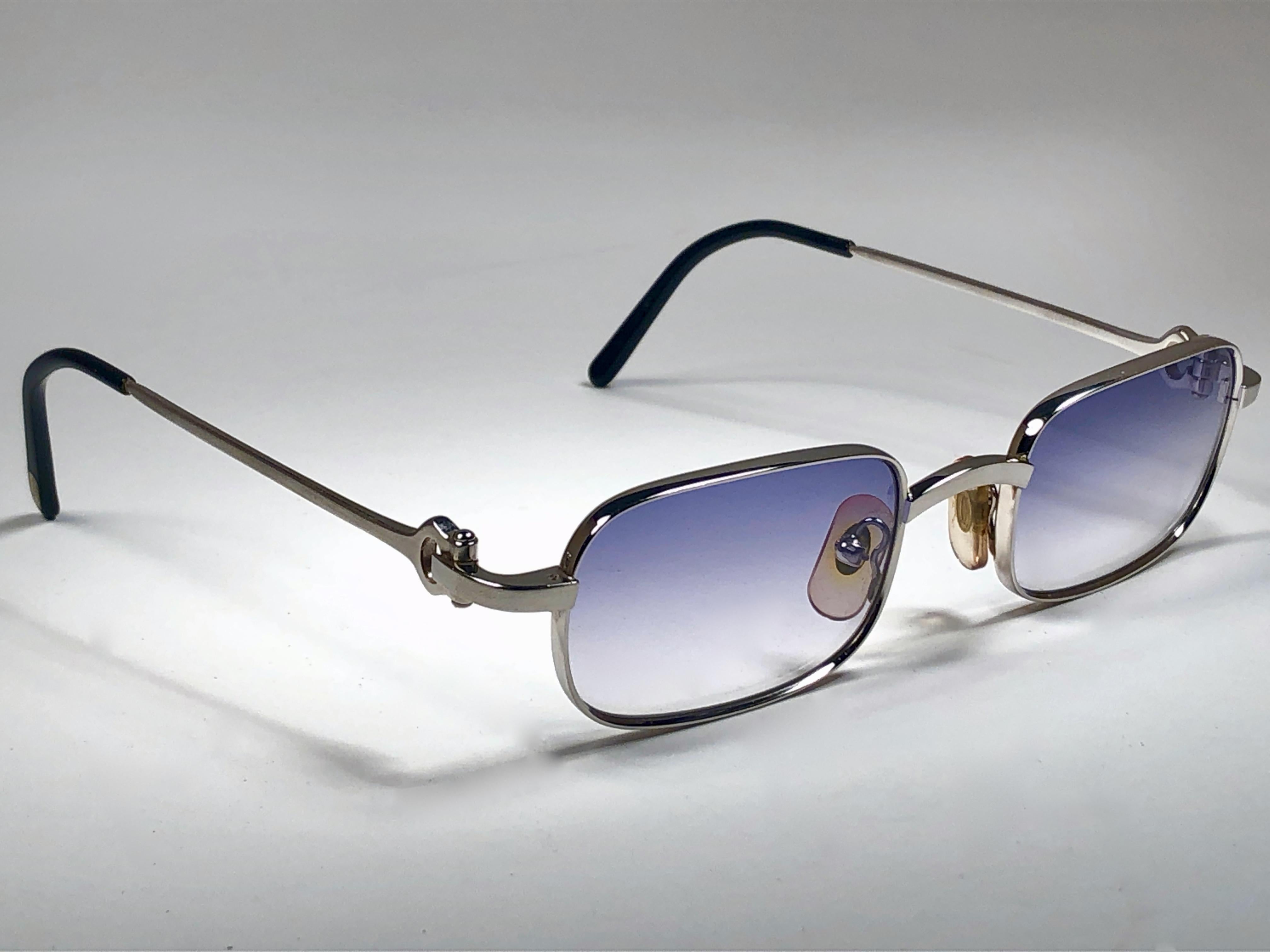 New Cartier Temper 48mm Brushed Platine Plated Sunglasses France 2