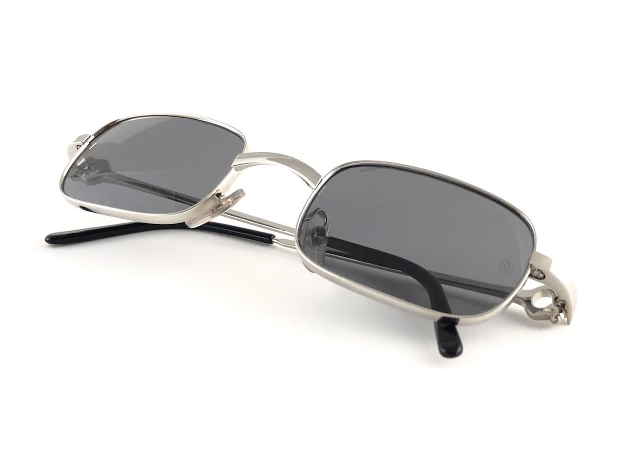 Gray New Cartier Temper 50mm Platine Plated Sunglasses France