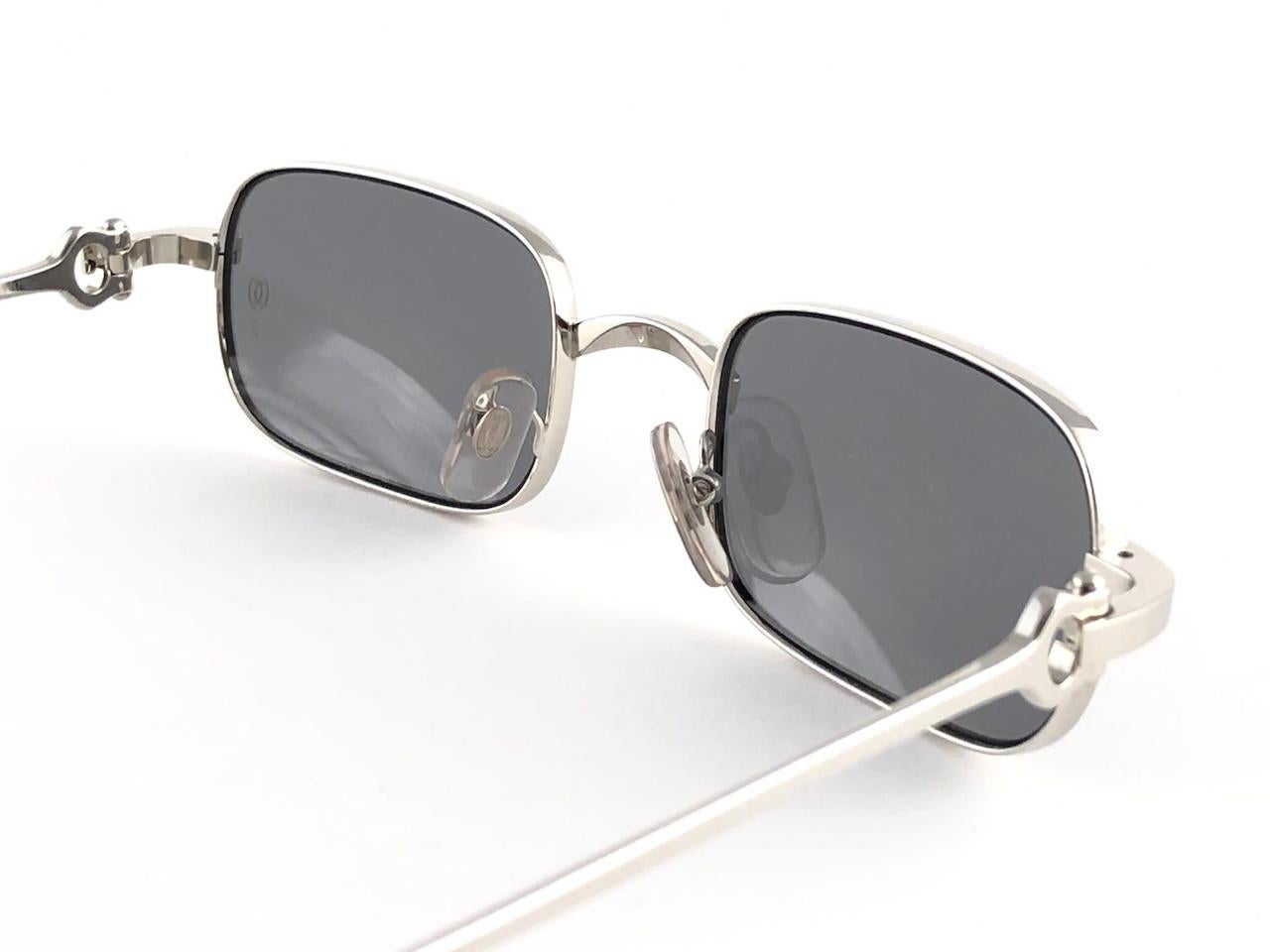 Women's or Men's New Cartier Temper 50mm Platine Plated Sunglasses France