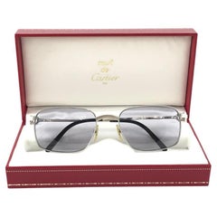 New Cartier Temper 56mm Brushed Platine Plated Grey Lenses Sunglasses France