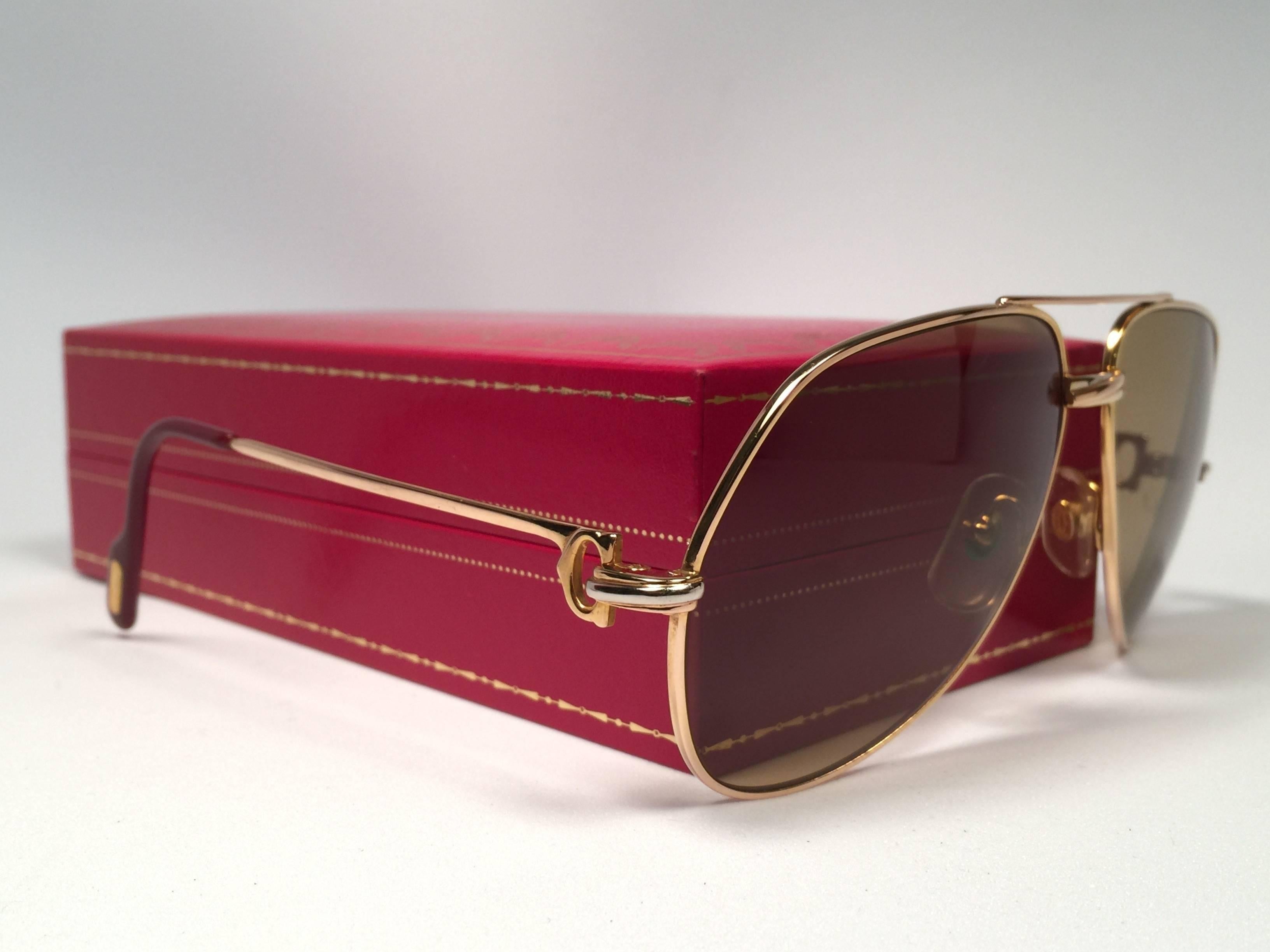 Women's or Men's New Cartier Ultra Rare Vendome 18K 750 Gold Filled Sunglasses Made in France