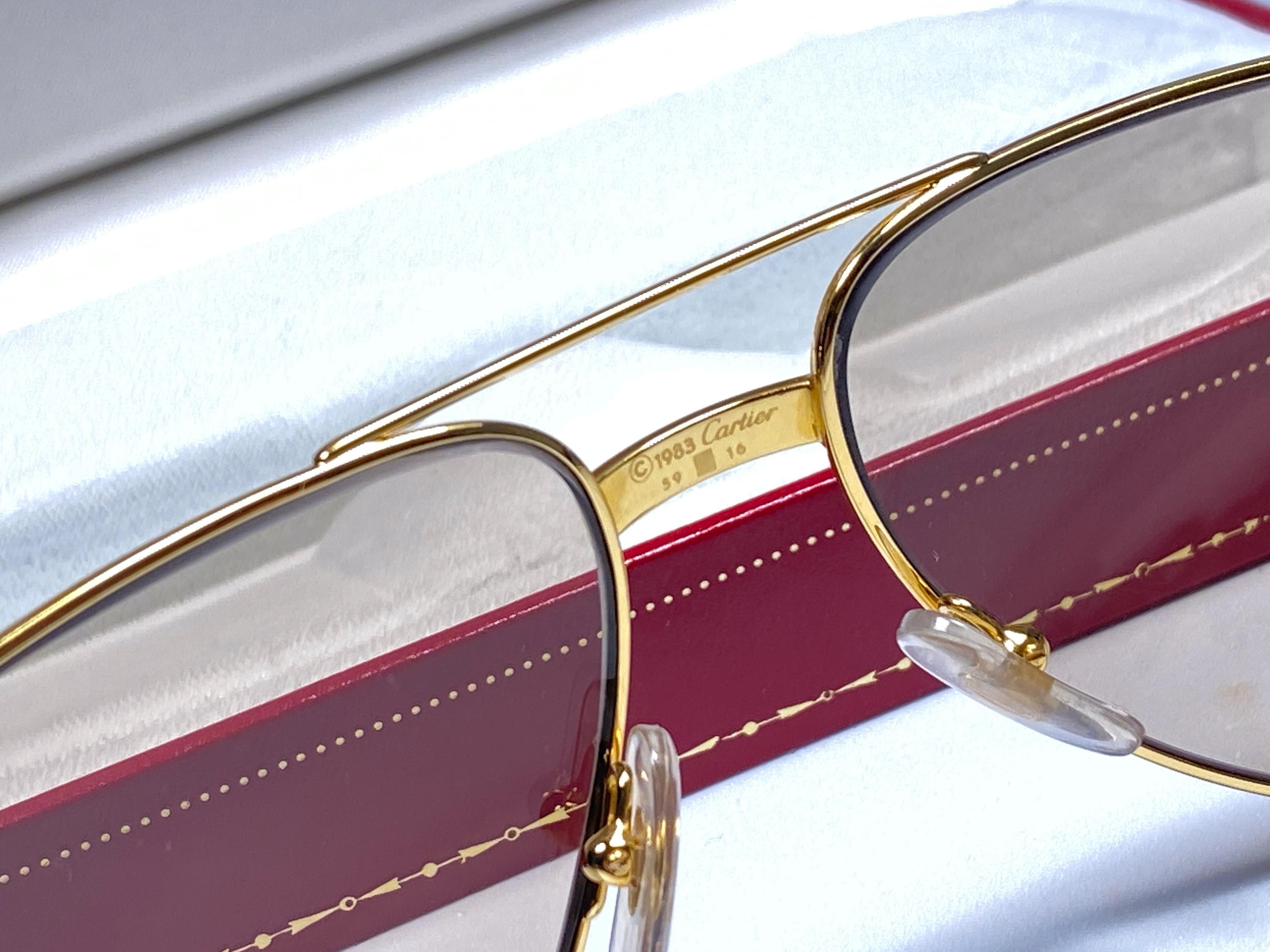 Women's or Men's New Cartier Vendome Gold 59Mm Light Brown Lens Heavy Plated Sunglasses France
